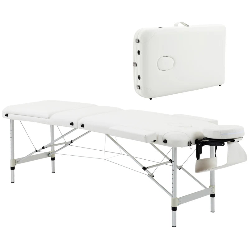 85" 3 Section Foldable Massage Table Professional Salon Spa Facial Couch Bed (White)