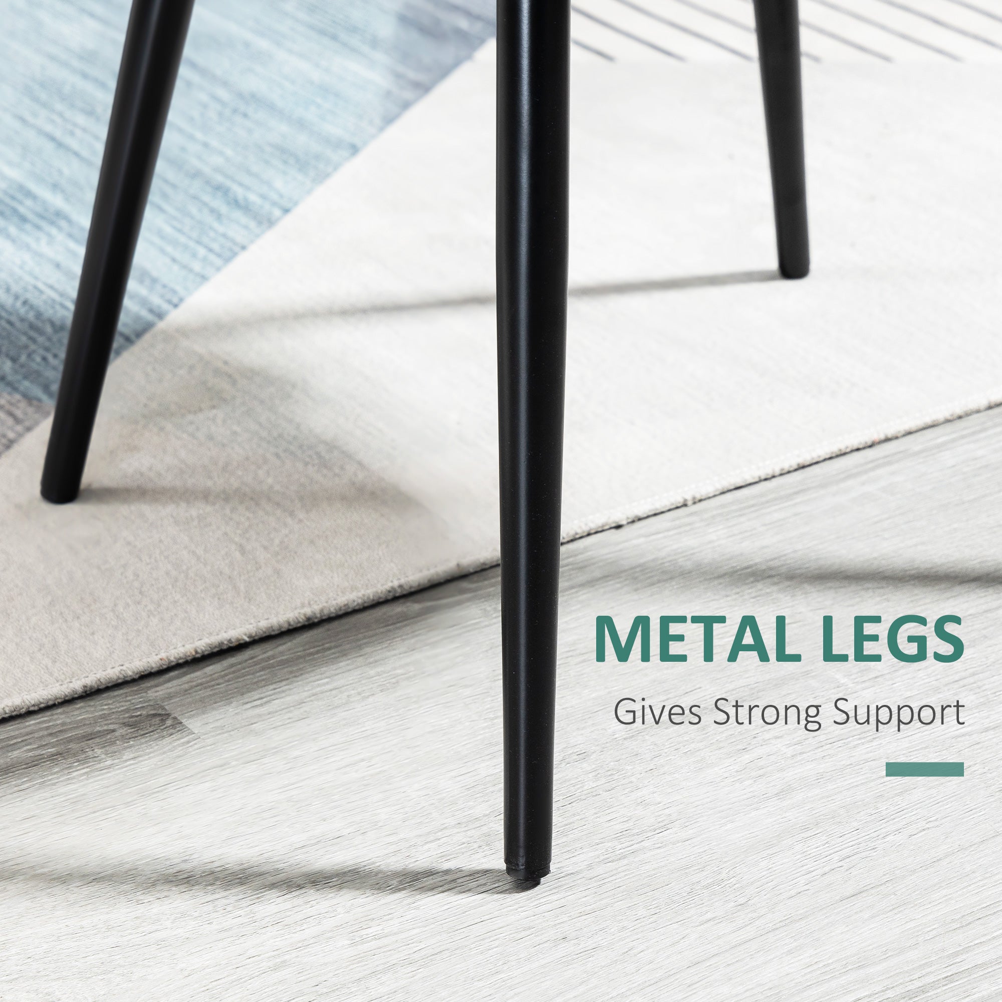 HOMCOM Set of 2 Mid-Back Dining Chair, Mid-Back Velvet-touch Upholstery Kitchen Chair for Living Room Dining Room, Green