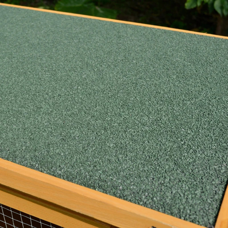 Wooden Rabbit Hutch, Indoor Outdoor Bunny Cage with Slide-Out Tray and Openable Roof, Small Animal Cage
