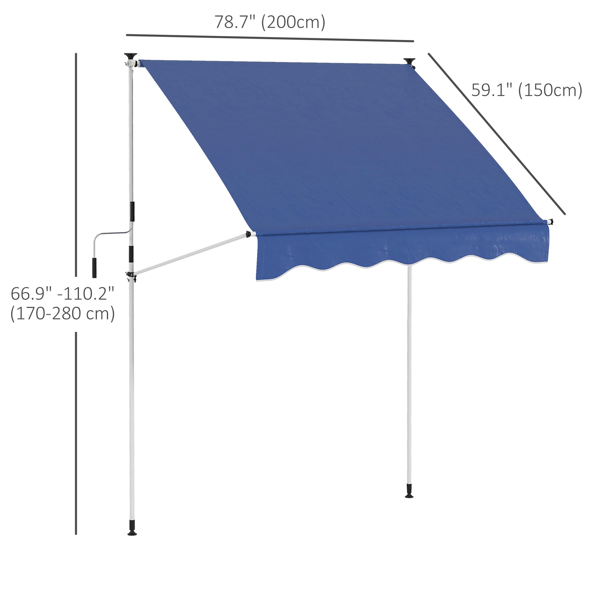 Outsunny Retractable Serenity: Manual Awning for Patio, Deck, Window, Door, 6.6'x5' Dark Blue Canopy, UV & Water Resistant