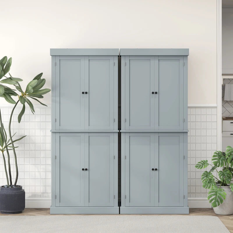 72.5" Freestanding Kitchen Pantry Cabinet with 4 Doors, Grey