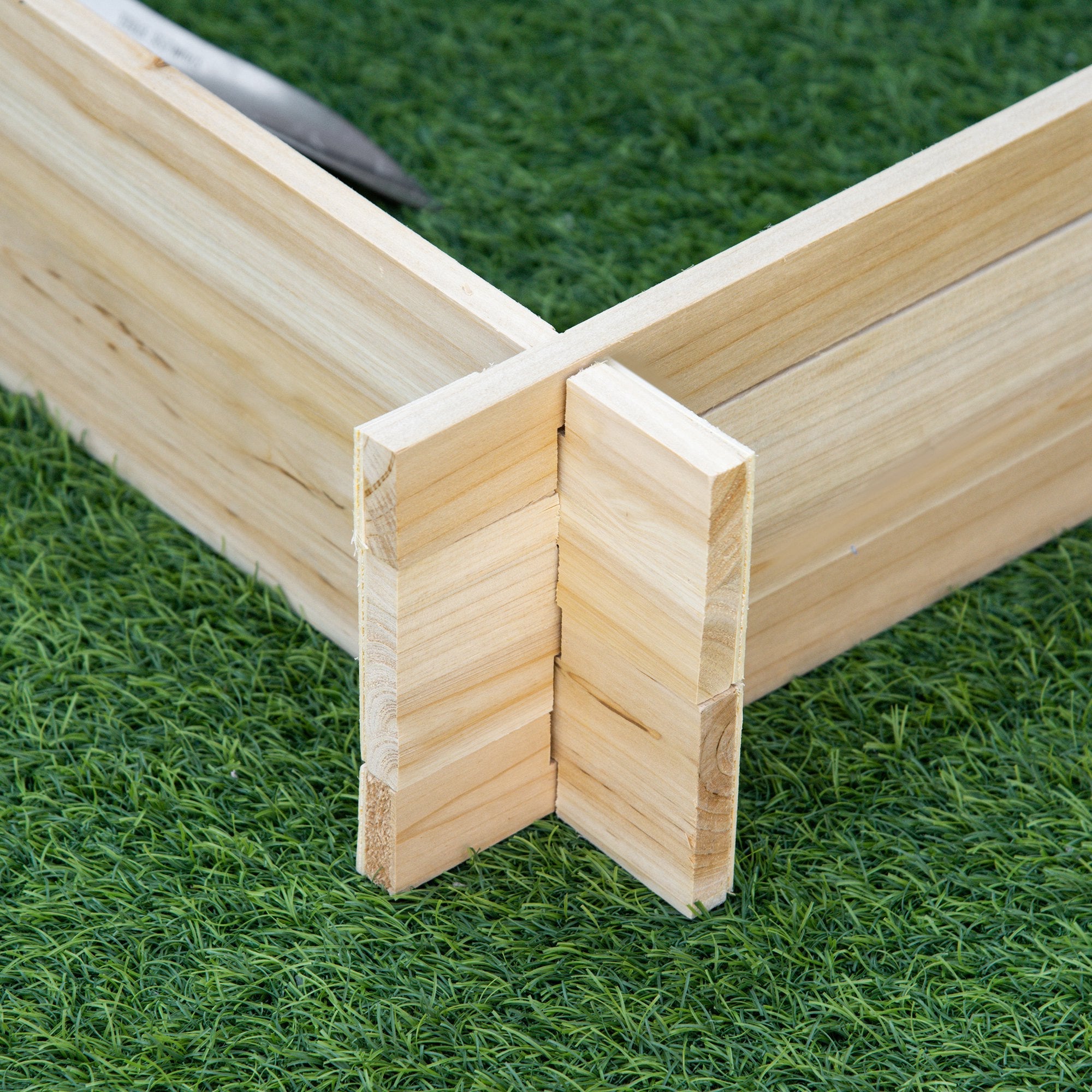 Outsunny Screwless Raised Garden Bed: 39"x39" Wooden Easy DIY Planter Box for Veggies, Flowers & Herbs