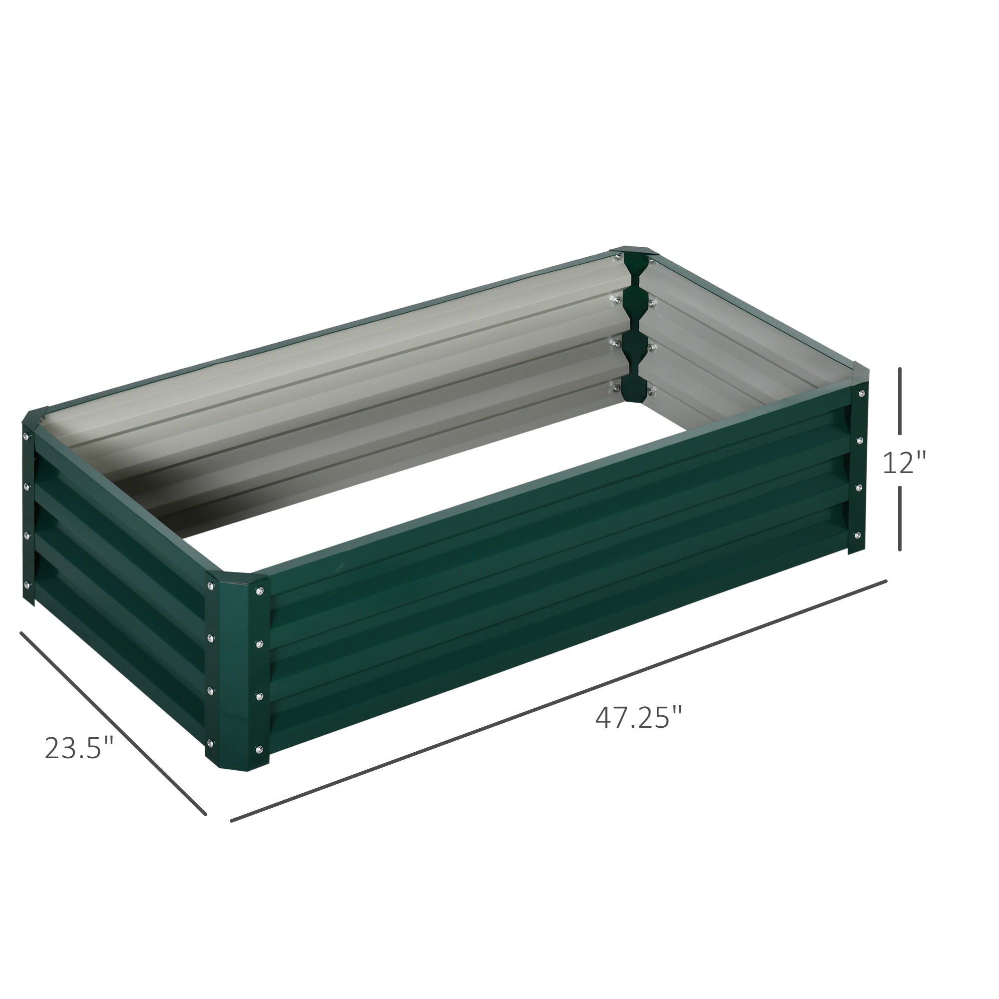 Outsunny Raised Planter Box 4'x2'x1' Galvanized Steel Garden Bed Vegetables Flowers Herbs Gardening Patio Green