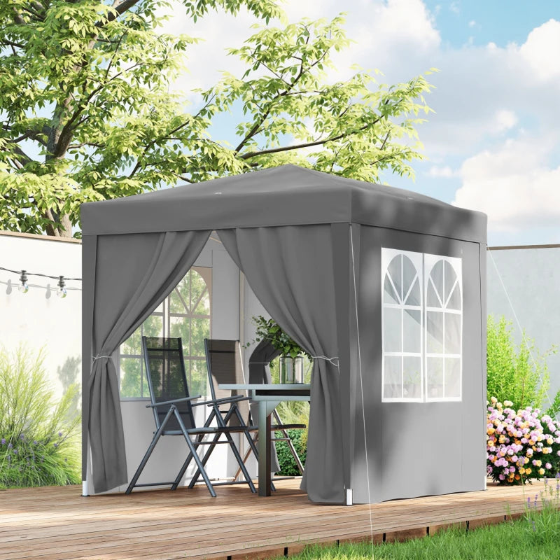 6.6'x6.6' Pop Up Canopy Tent with Sidewalls, Instant Sun Shelter Camping Gazebo with Carry Bag, Grey