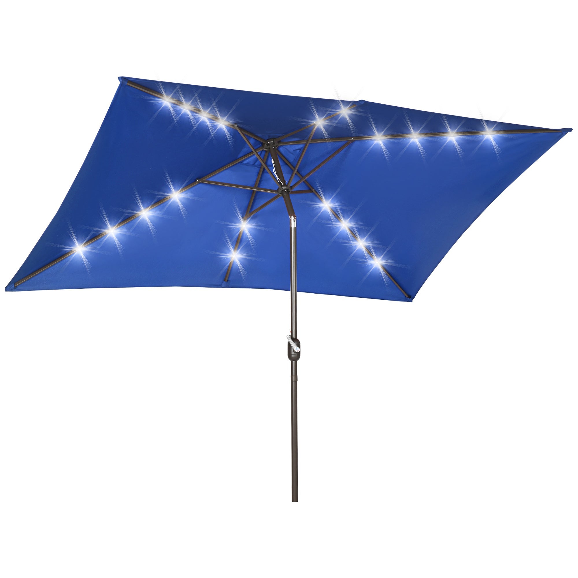 Outsunny 6.5x10ft Rectangle Solar LED Patio Umbrella: Aluminum Tilt Outdoor Market Parasol, Dark Blue