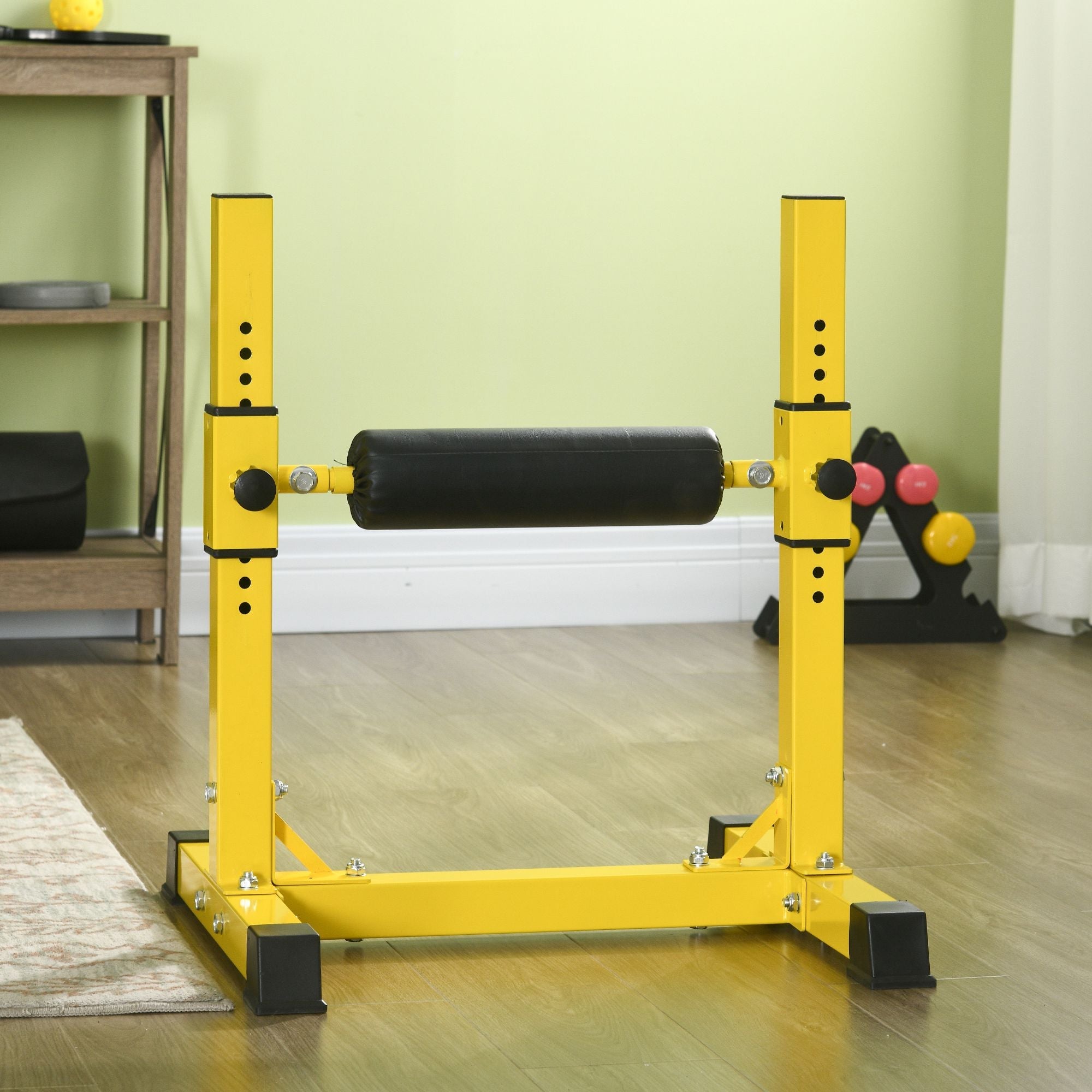 Soozier Bulgarian Split Squat Stand, Single Leg Squat Stand, 12-Level Adjustable Squat Roller for Lower Body Strength Training, Yellow