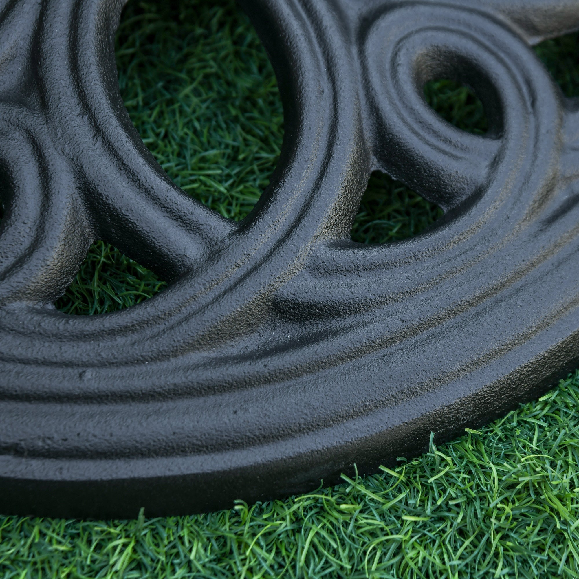 Outsunny Round Cast Iron Patio Umbrella Base: Outdoor Stand Holder for Φ38/48mm Poles, Black