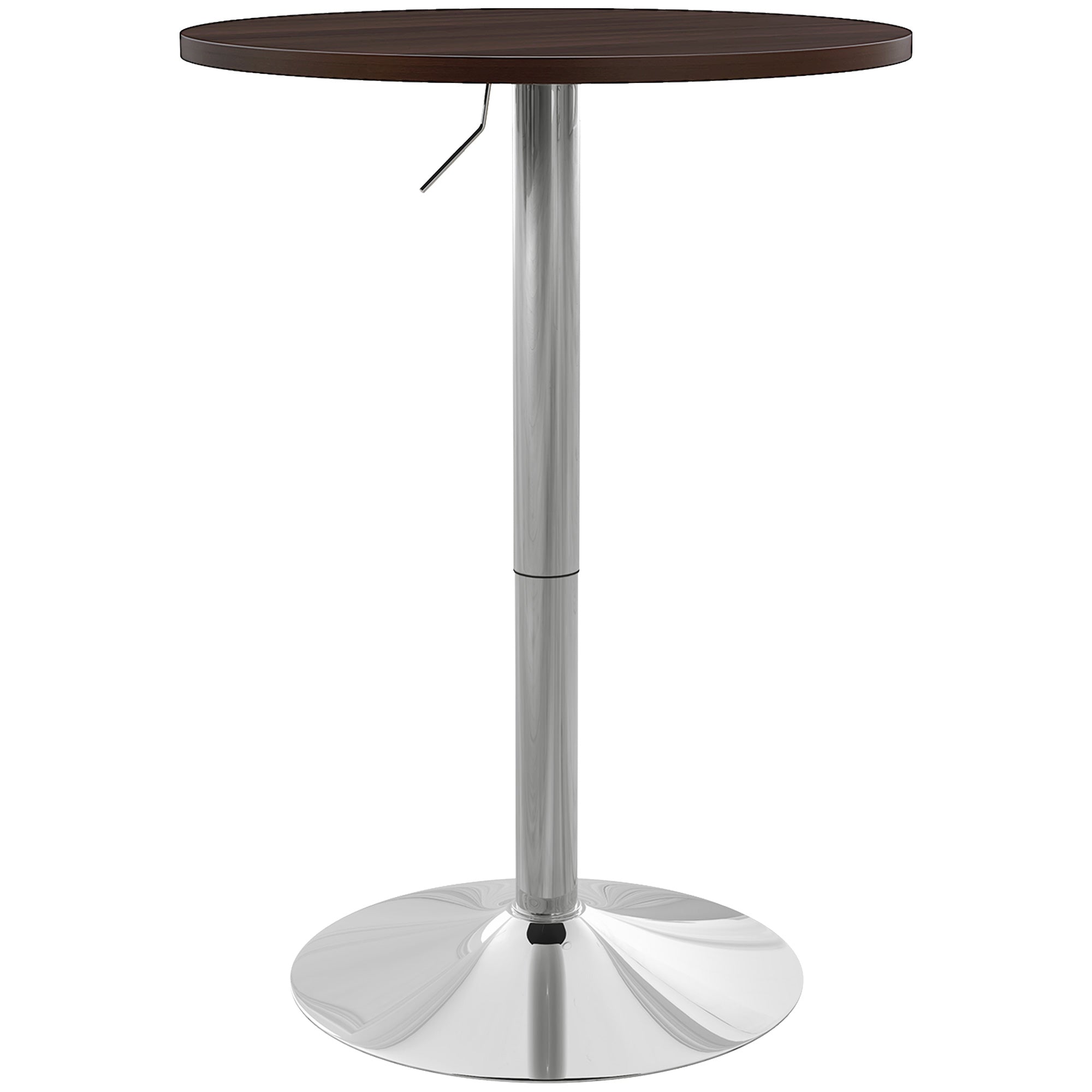 HOMCOM High Top Bar Table, Adjustable Round Kitchen Table with Swivel Top and Steel Base, Bistro Table for 2 People, Walnut
