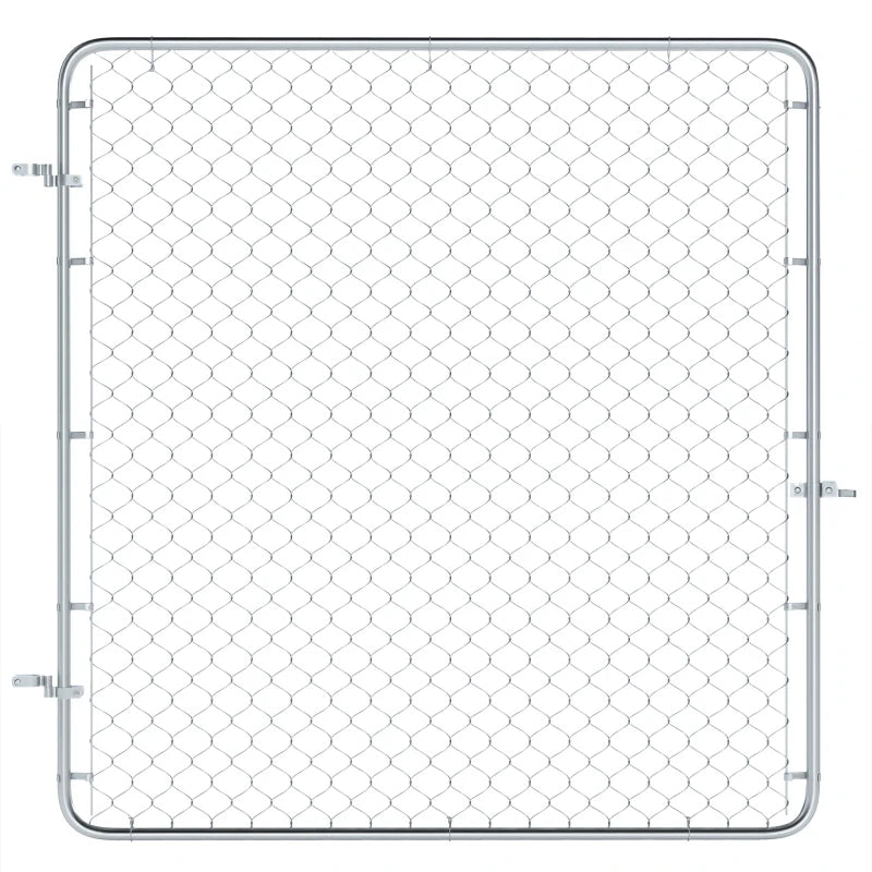Garden Gate Chain Link Fence Gate, Galvanized Steel Garden Door for Yard Entrance Way, 70.9 x 70.9 in., Silver