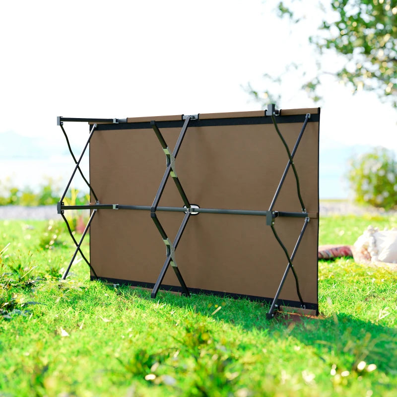 76" Two Person Folding Camping Cot Outdoor Portable Double Cot Wide Military Sleeping Bed w/ Carrying Bag Khaki