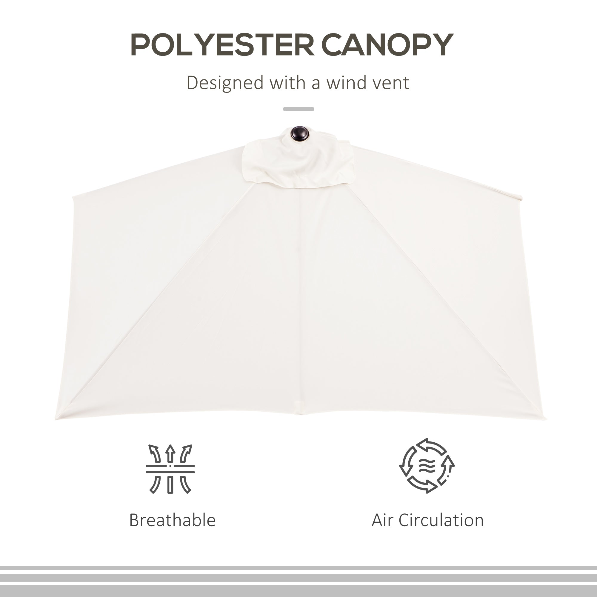 Outsunny 8ft Half Umbrella Outdoor Balcony Parasol Patio Garden Outdoor Window Sun Shade w/ 5 Ribs, Cream White