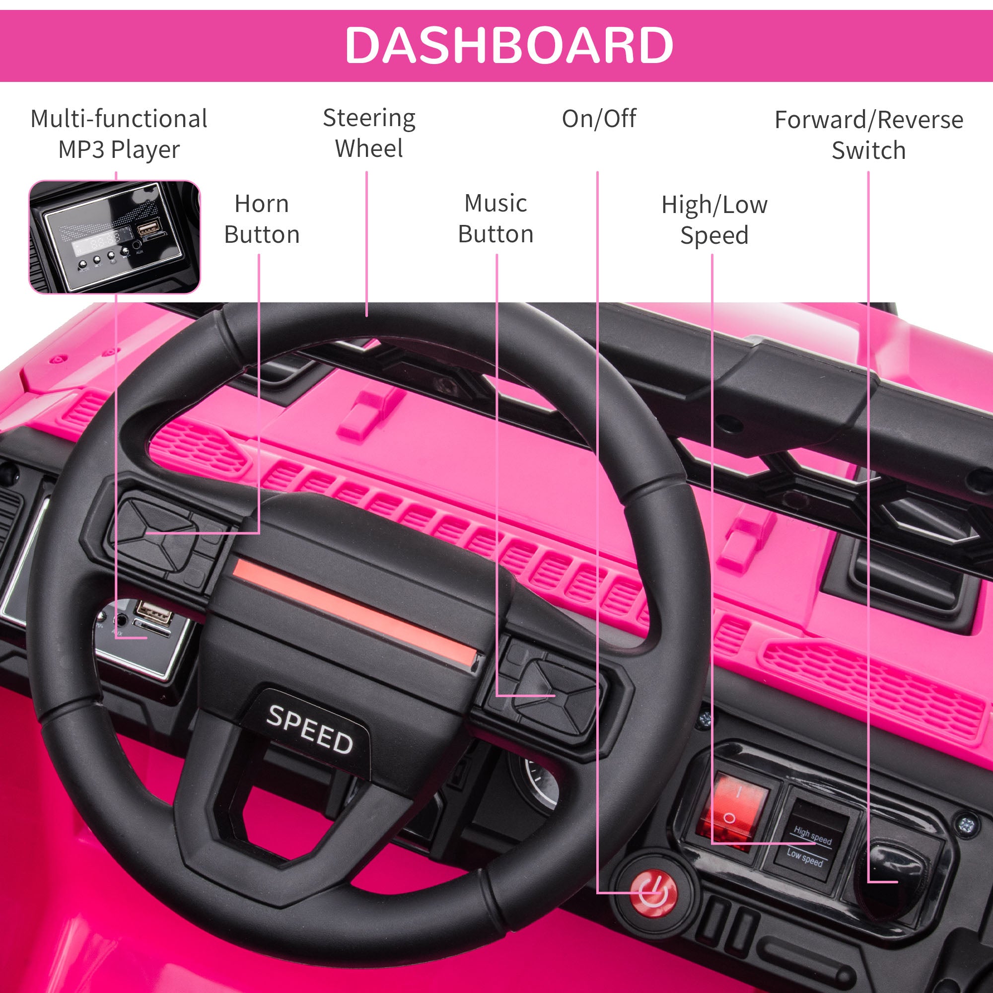 Aosom 12V Kids Ride-on Truck with Remote Control, Battery-Operated Kids Car with Led Lights, Electric Ride on Toy with Spring Suspension| Aosom Canada