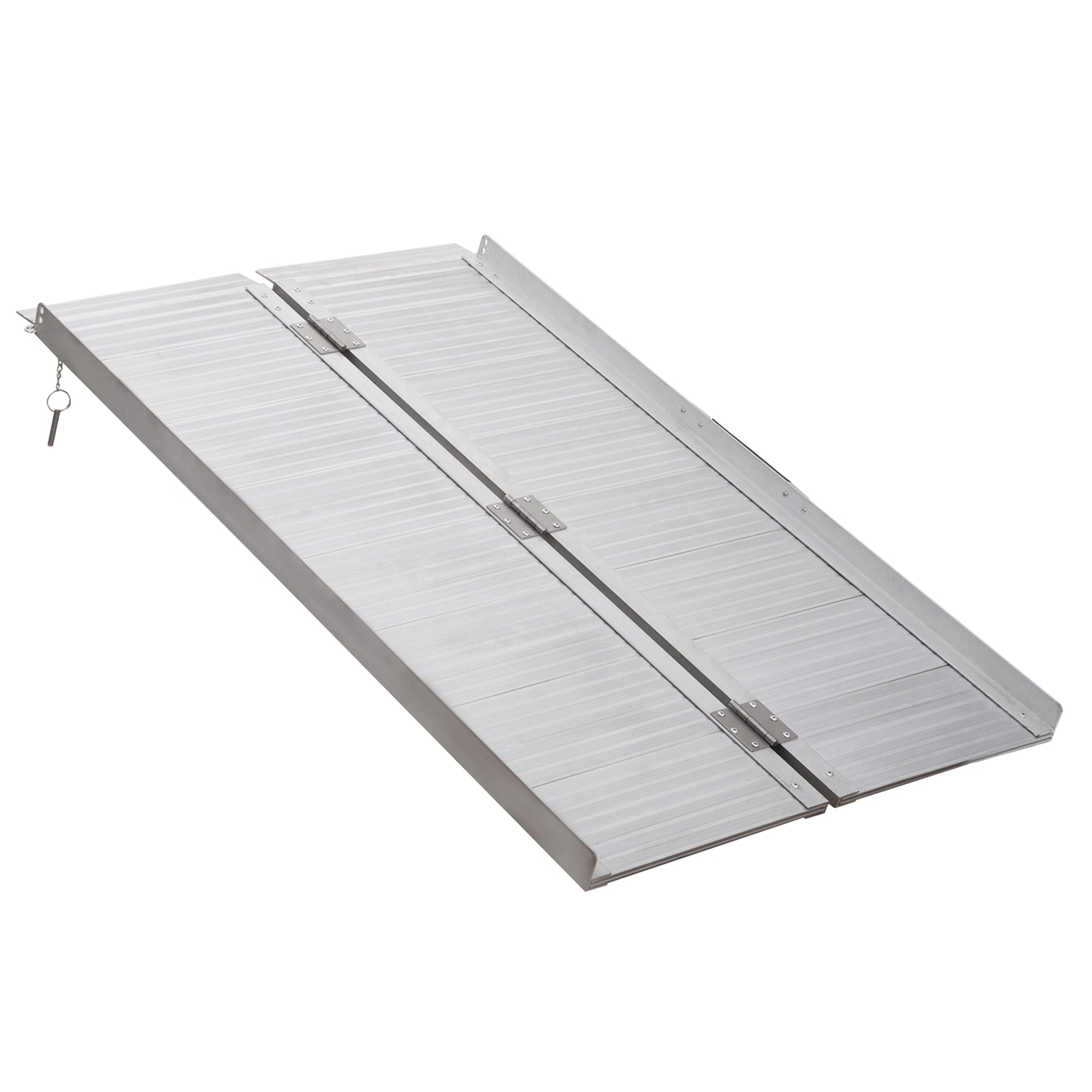 HOMCOM Portable Wheelchair Ramp 4ft Foldable Aluminum Scooter Access Ramp Easy Carry Handle Mobility Aid