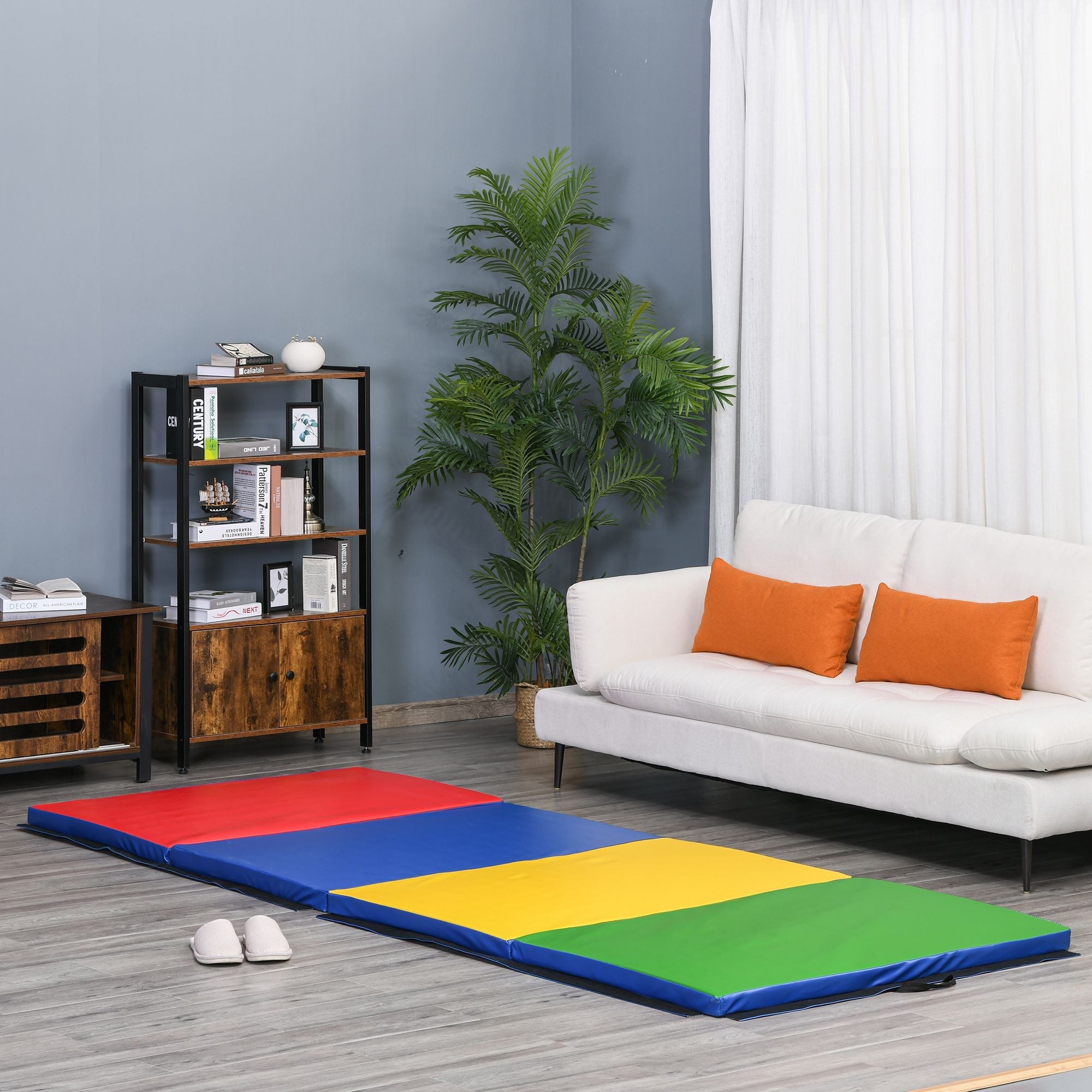 Soozier Folding Gymnastics Mat 4'x10' Exercise Tumbling Pad with Handles for Yoga MMA Martial Arts Multi-Color