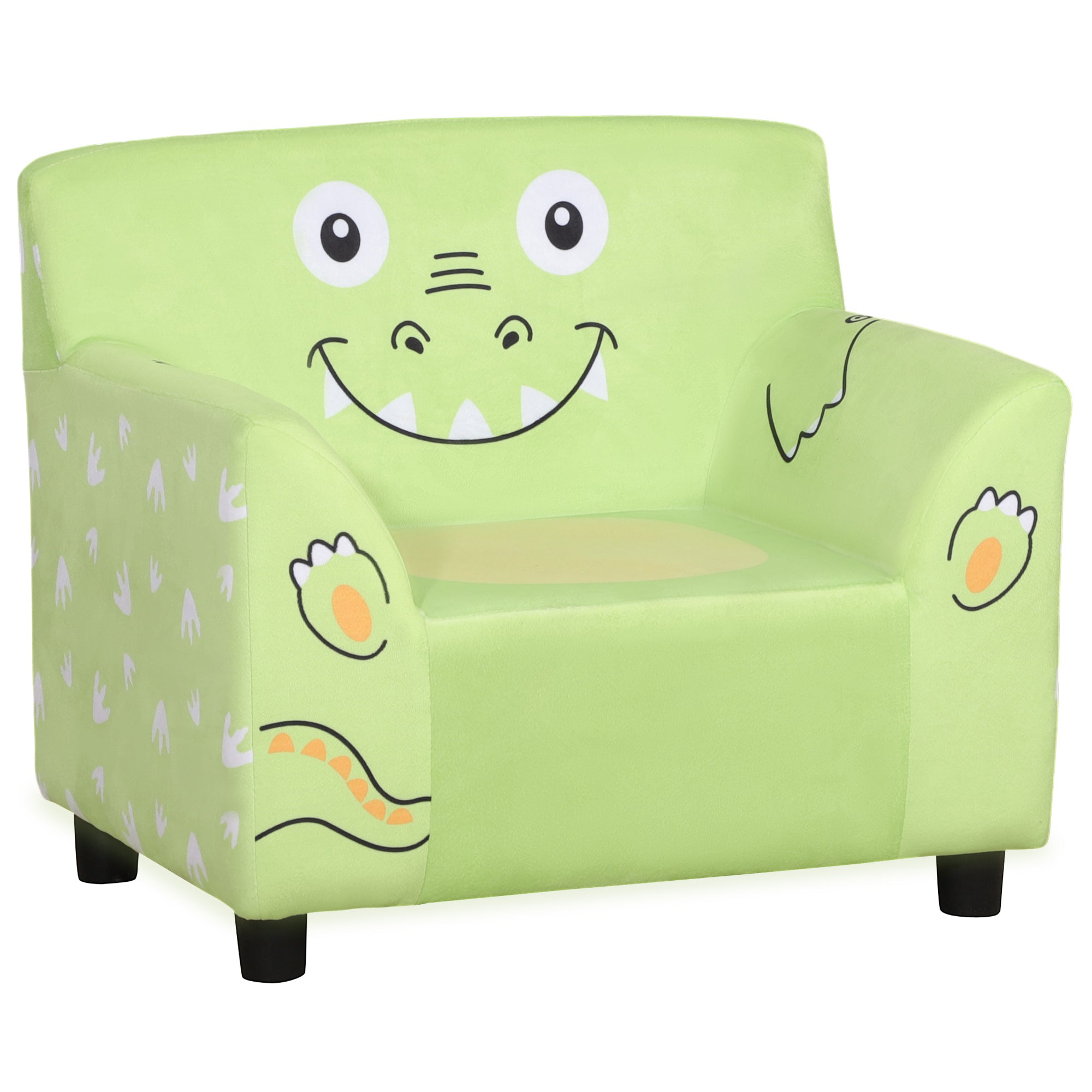 Qaba Children's Sofa: Cozy Velvet Toddler Armchair, Eco-friendly Eucalyptus Wood - Green