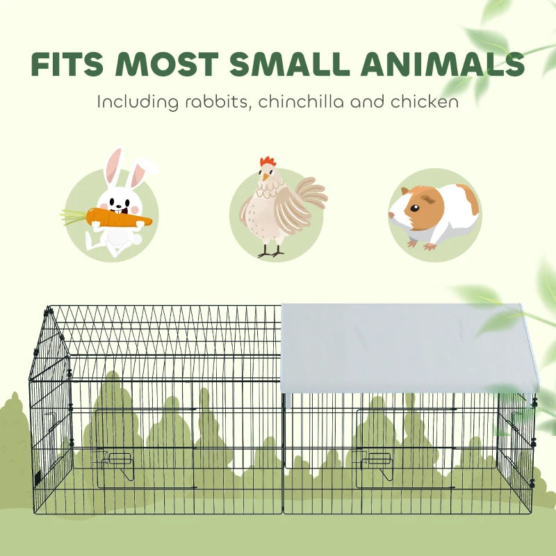 73" Small Animal Cage with Roof, Indoor/Outdoor Use, for Chicken, Rabbits, Chinchillas, Silver