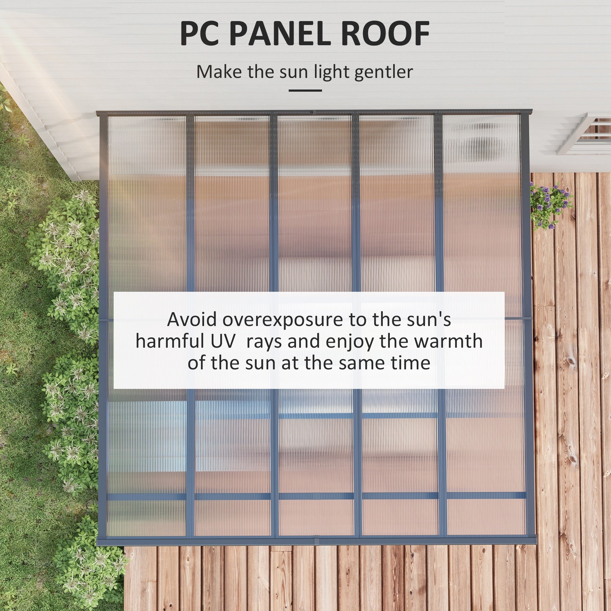 Outsunny 10'x10' Gazebo Hardtop Pergola Polycarbonate Roof Adjustable Height UV Protection Garden Backyard Grey