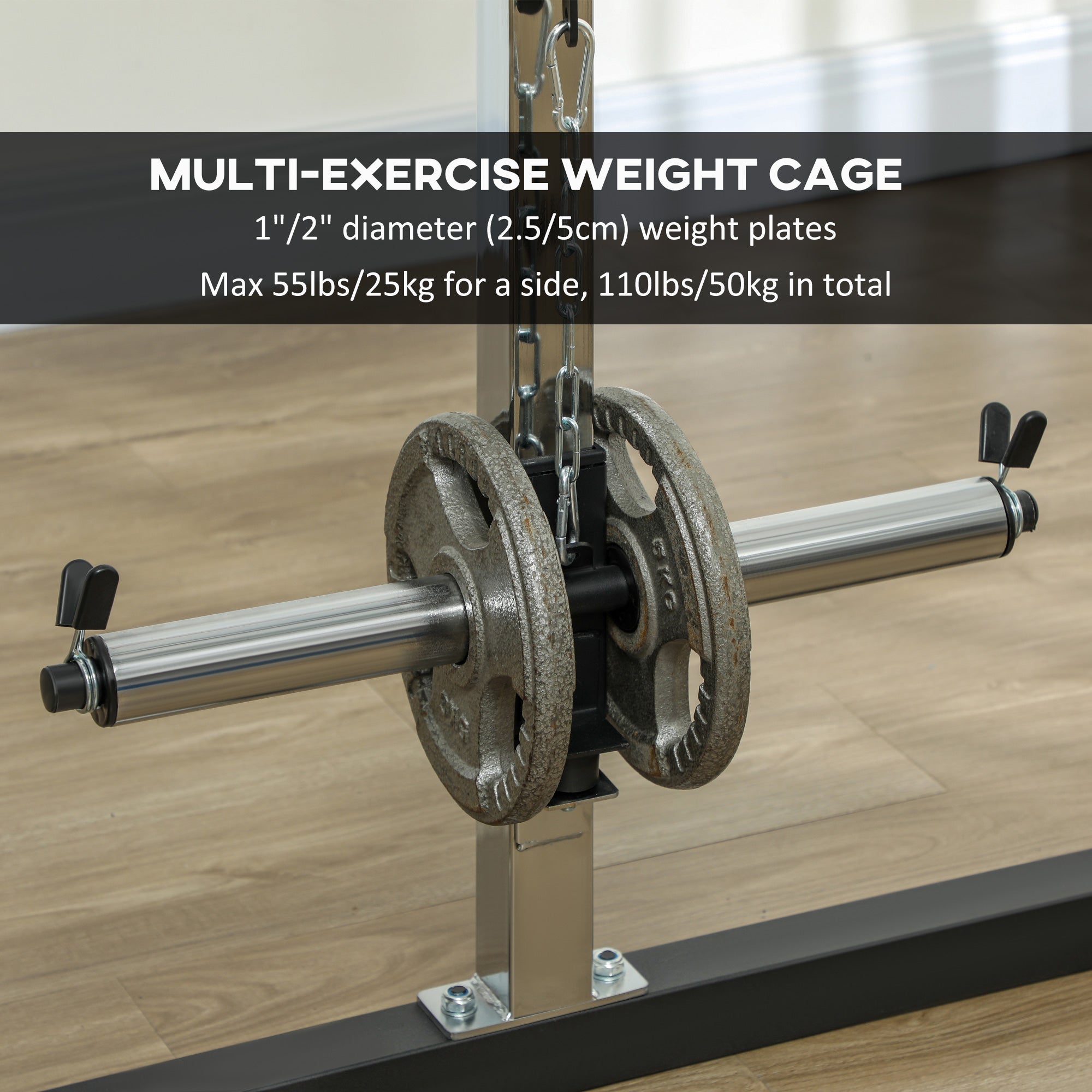 Soozier 3 In 1 Smith Machine Power Rack with Cable Crossover System, Pull up Station, 16-Level Squat Rack and Barbell Bar