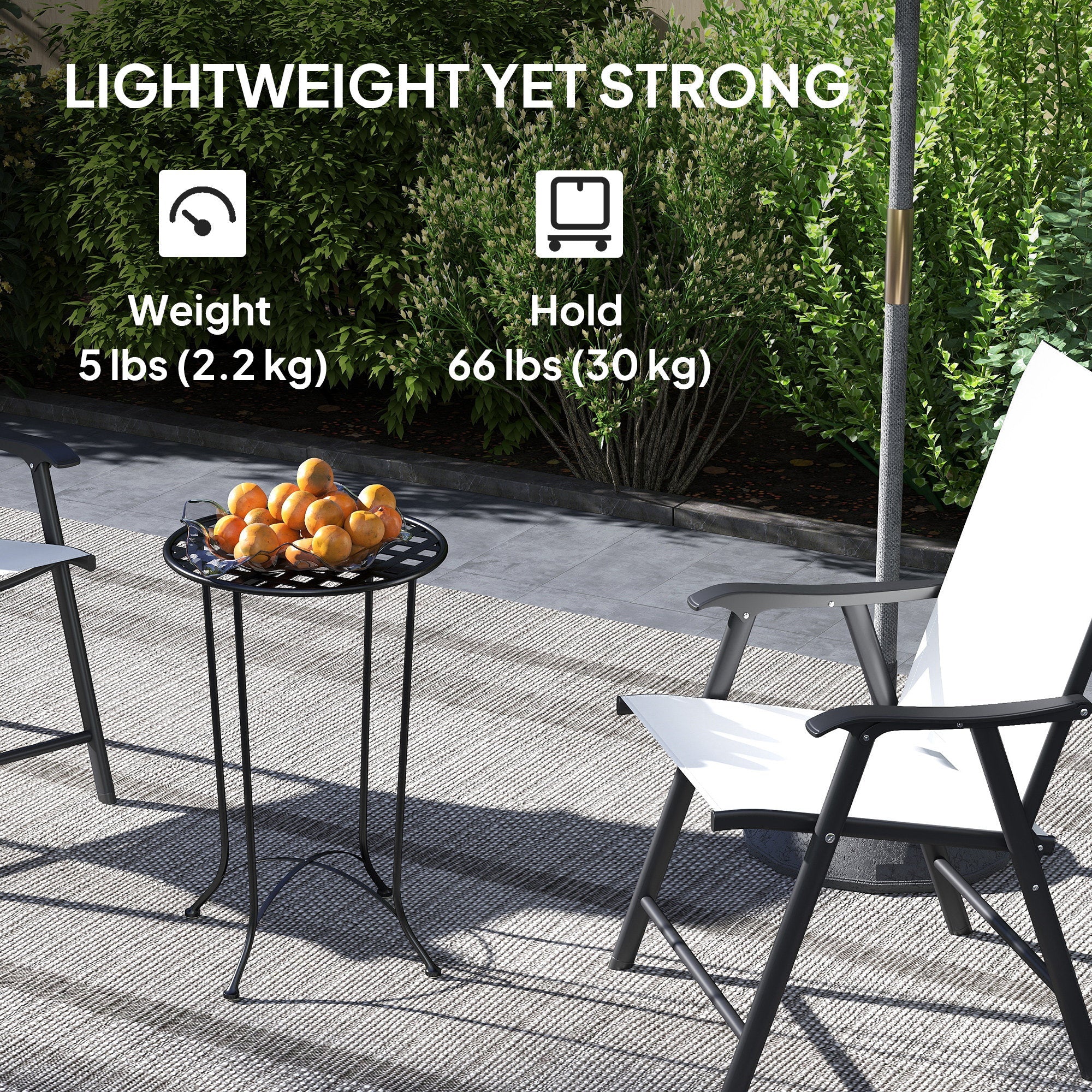 Outsunny 16" Round Outdoor Table, Small Patio Side Table, Metal End Table Plant Stand with Grid Top for Indoor, Garden, Black