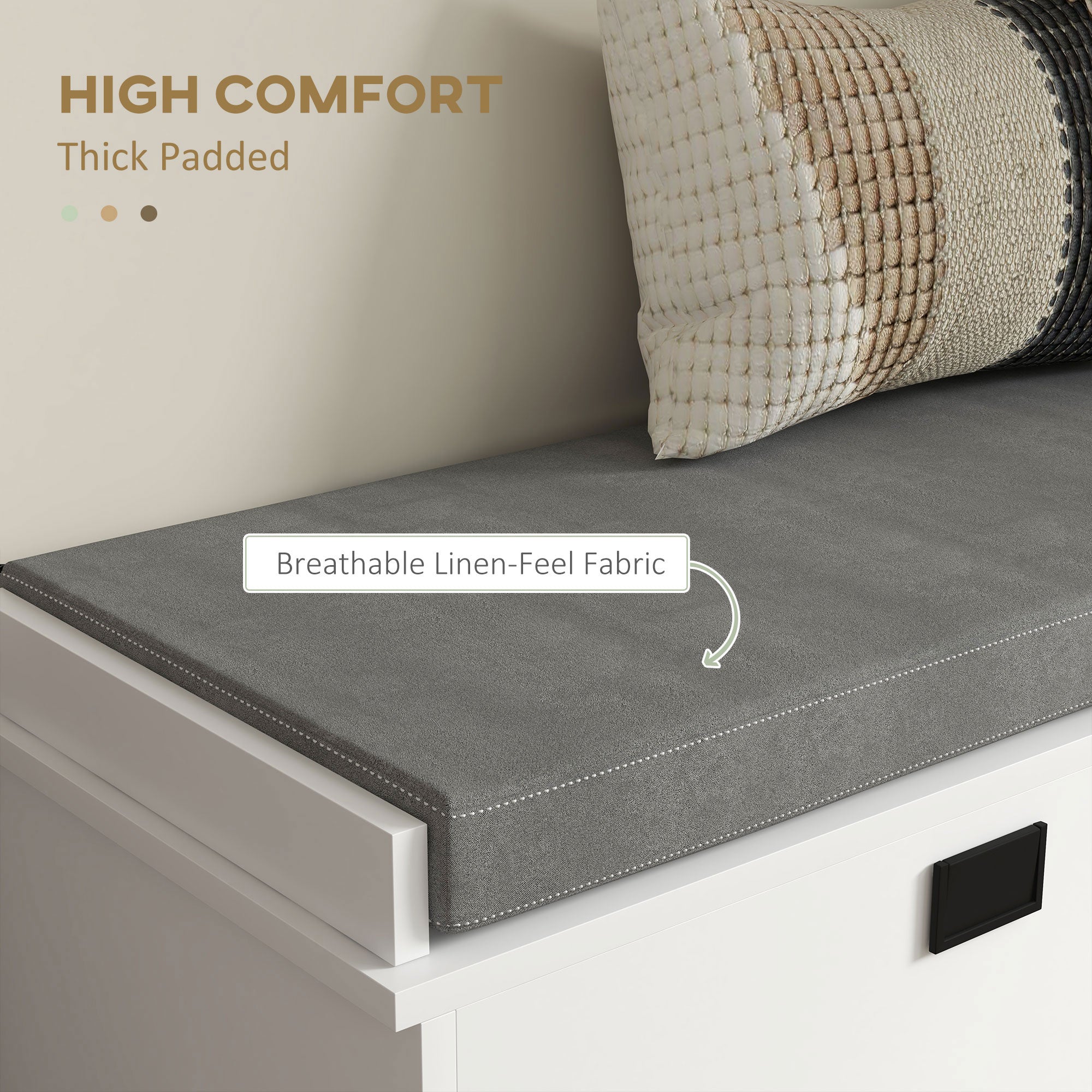 HOMCOM Hallway Bench with Shoe Storage Seat White Upholstered Flip Drawer Side Rack for 6 Pairs