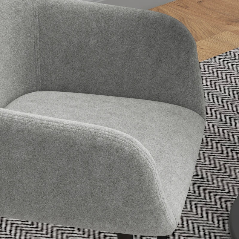 Dining Chairs Set of 2, Velvet-look Fabric Upholstered Kitchen Chairs with Backrest, Armrests and Steel Legs, Dark Grey