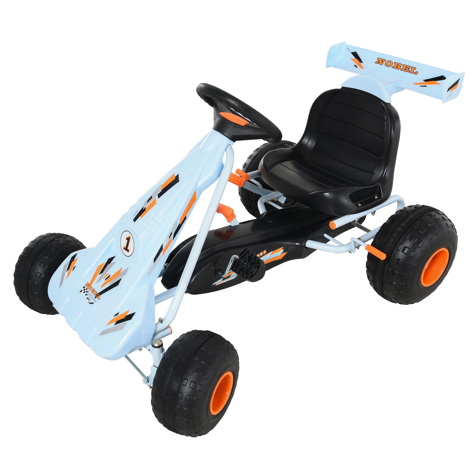 Aosom Pedal Powered Go Kart for Kids 4 Wheel Ride on Car Adjustable Seat Handbrake Cute Style