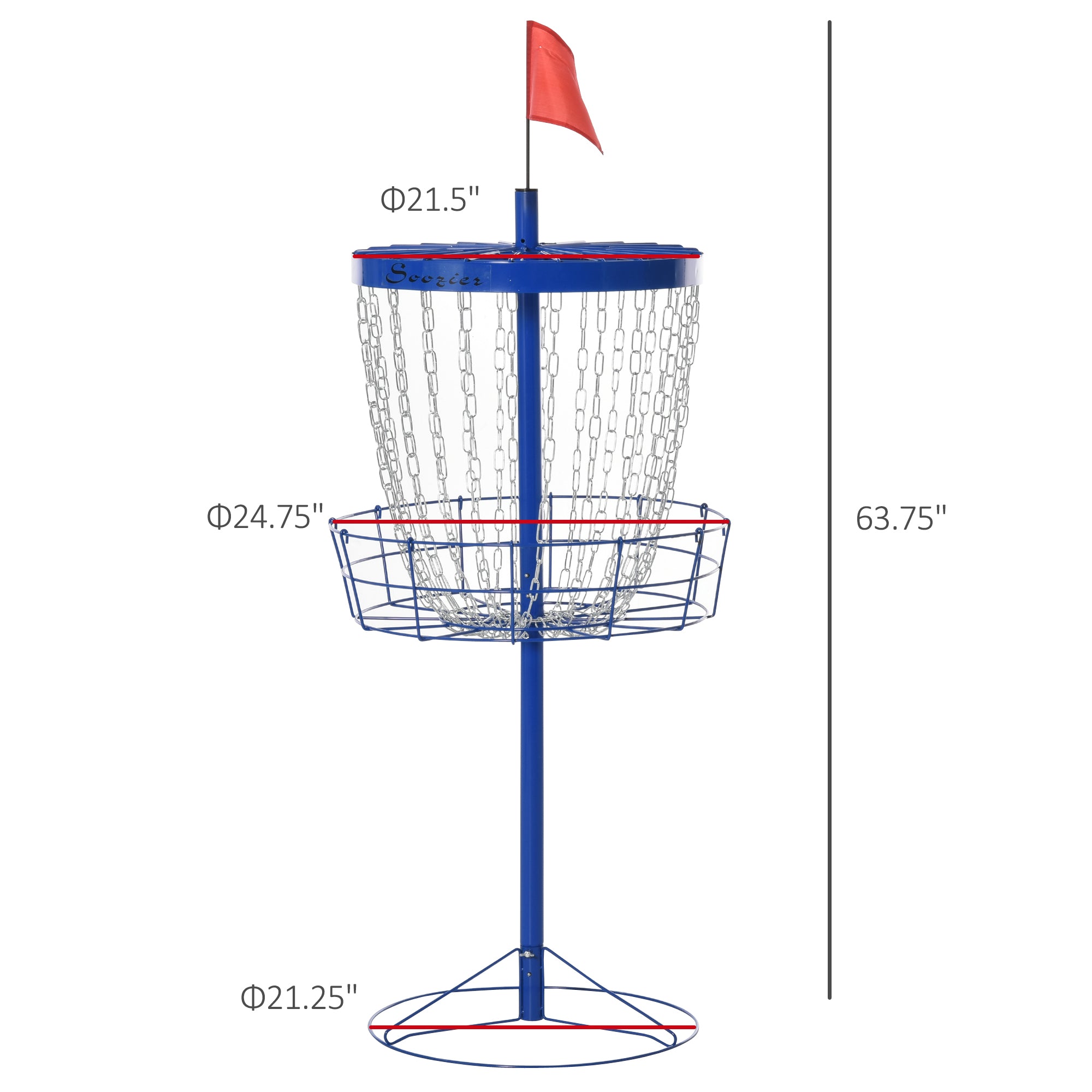 Soozier 24-Chain Portable Practice Basket for Disc Golf Target Stand Easy Assembly & Lightweight Basket w/ Carry Bag, Deep Blue