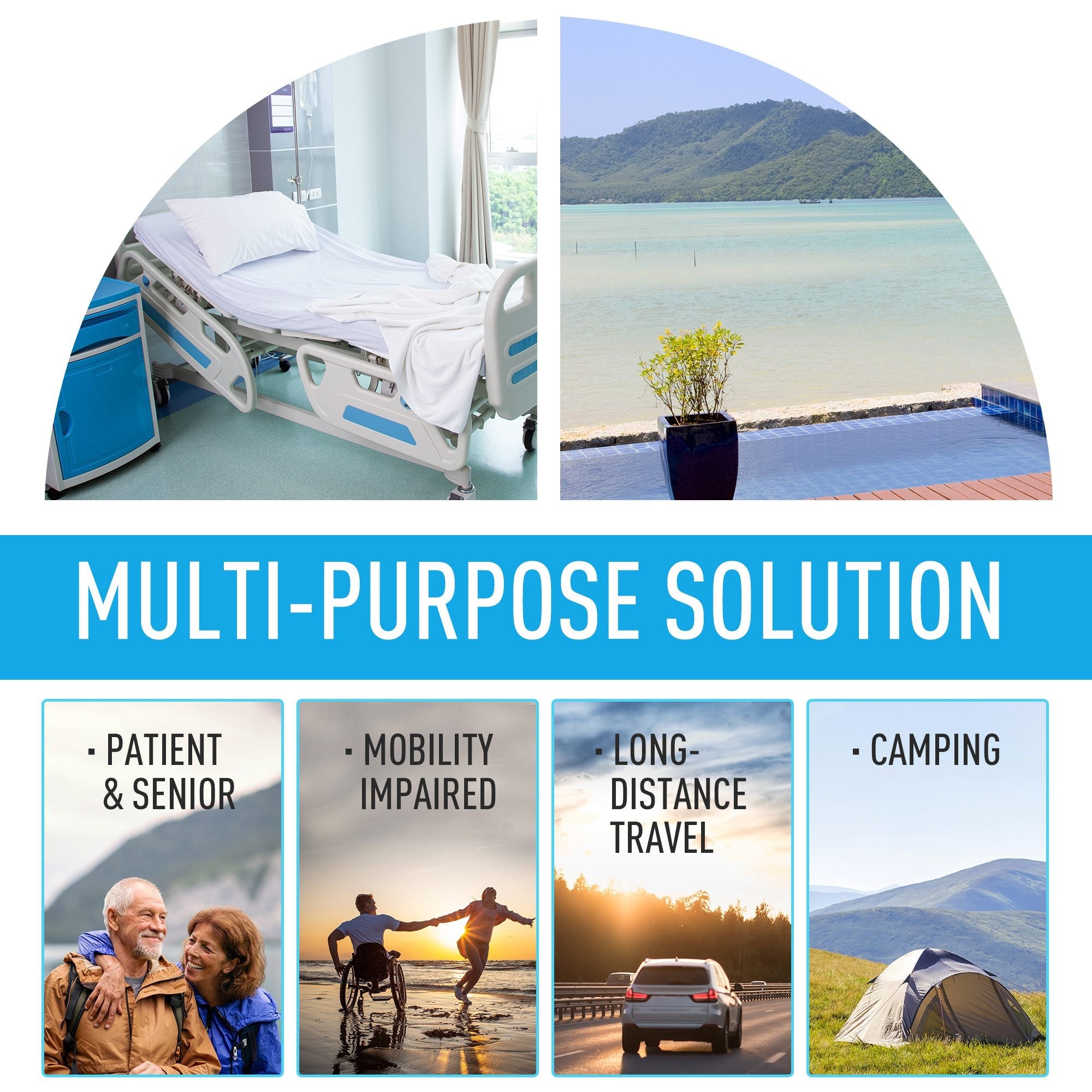 Outsunny Portable Toilet for Adults, Travel Toilet with 2 Detachable Tanks, Camping Toilet for Trips, 5.3 Gallon (20L), Grey