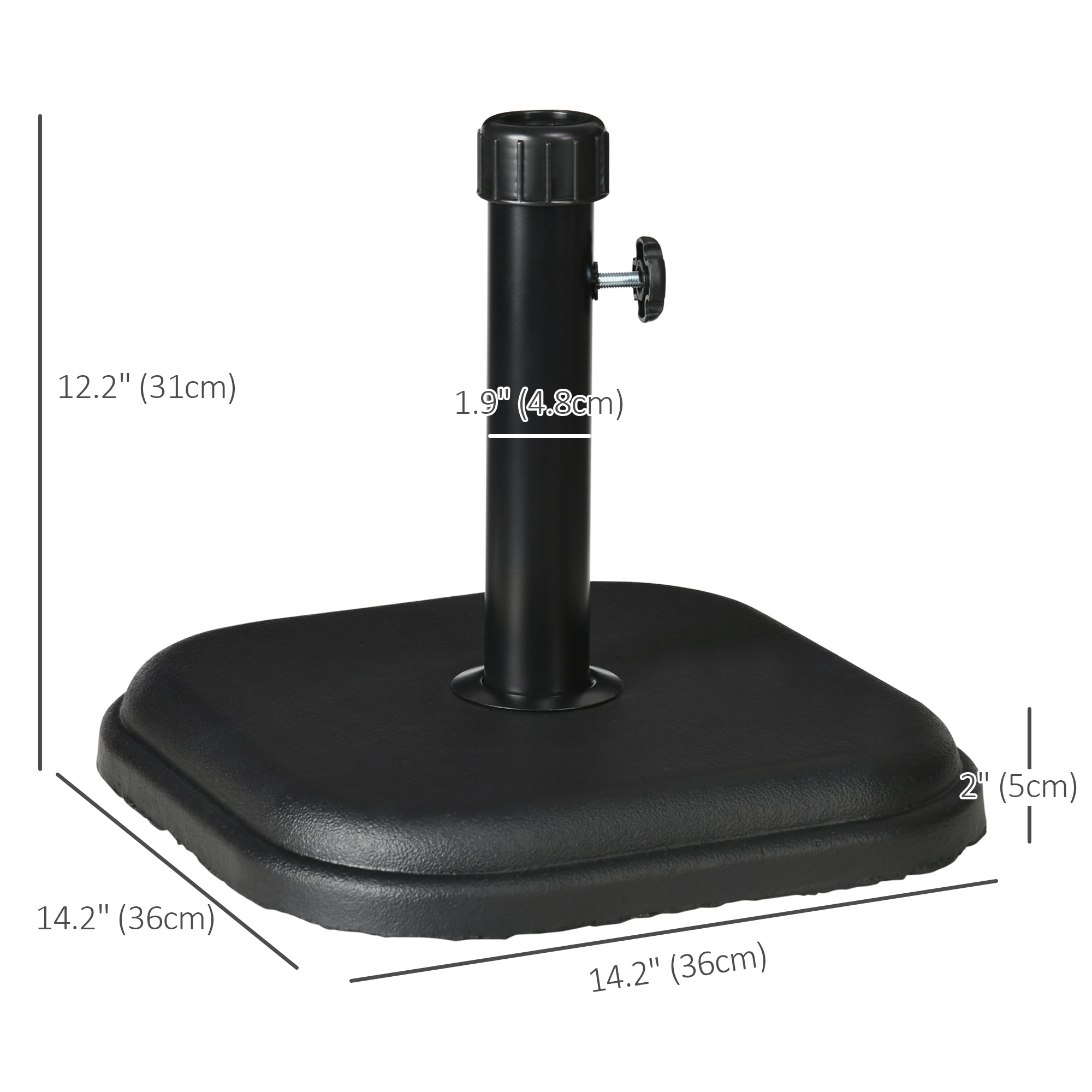 Outsunny 24lb Concrete Patio Umbrella Base: Heavy Duty Outdoor Market Table Stand Black