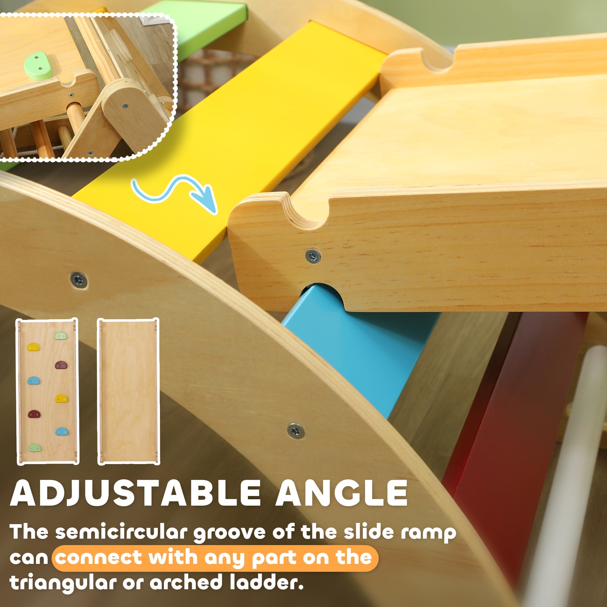 Qaba 7 in 1 Pikler Triangle Set with Ramp, Arch Ladder, for 18-48 Months, Multicolour