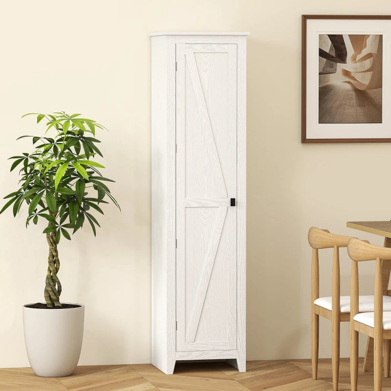 67" Farmhouse Kitchen Pantry Storage Cabinet with Barn Door, Kitchen Pantry Cabinet with Adjustable Shelves, White