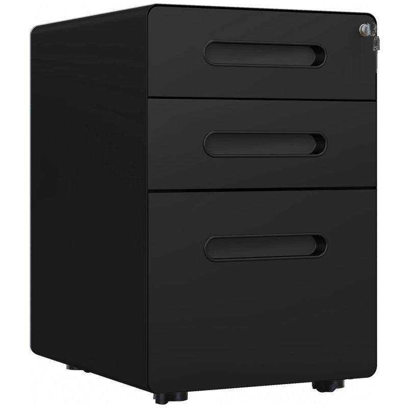 Lockable File Cabinet, Steel Filing Cabinet on Wheels for Legal, A4, Letter Size, Home Office