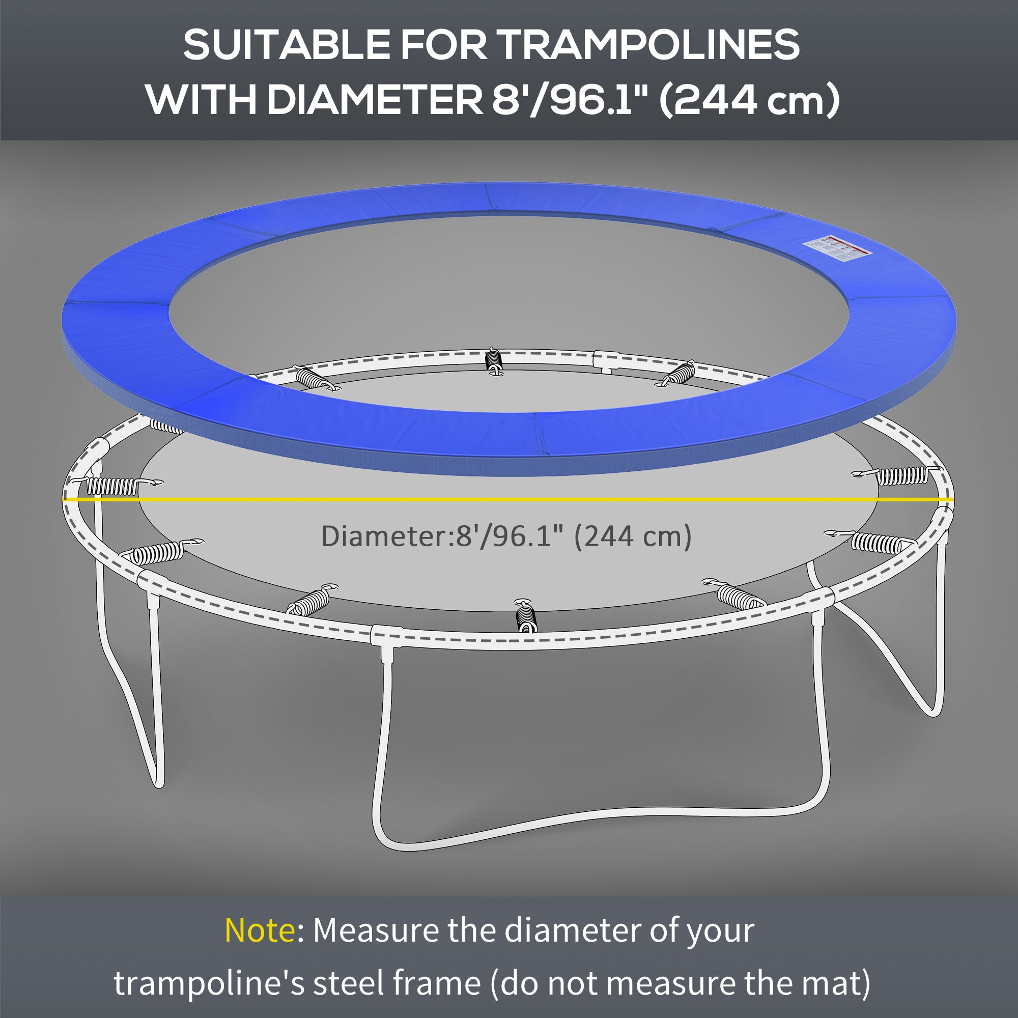HOMCOM Φ10ft Trampoline Replacement Safety Pad Trampoline Pad Waterproof Spring Cover Blue