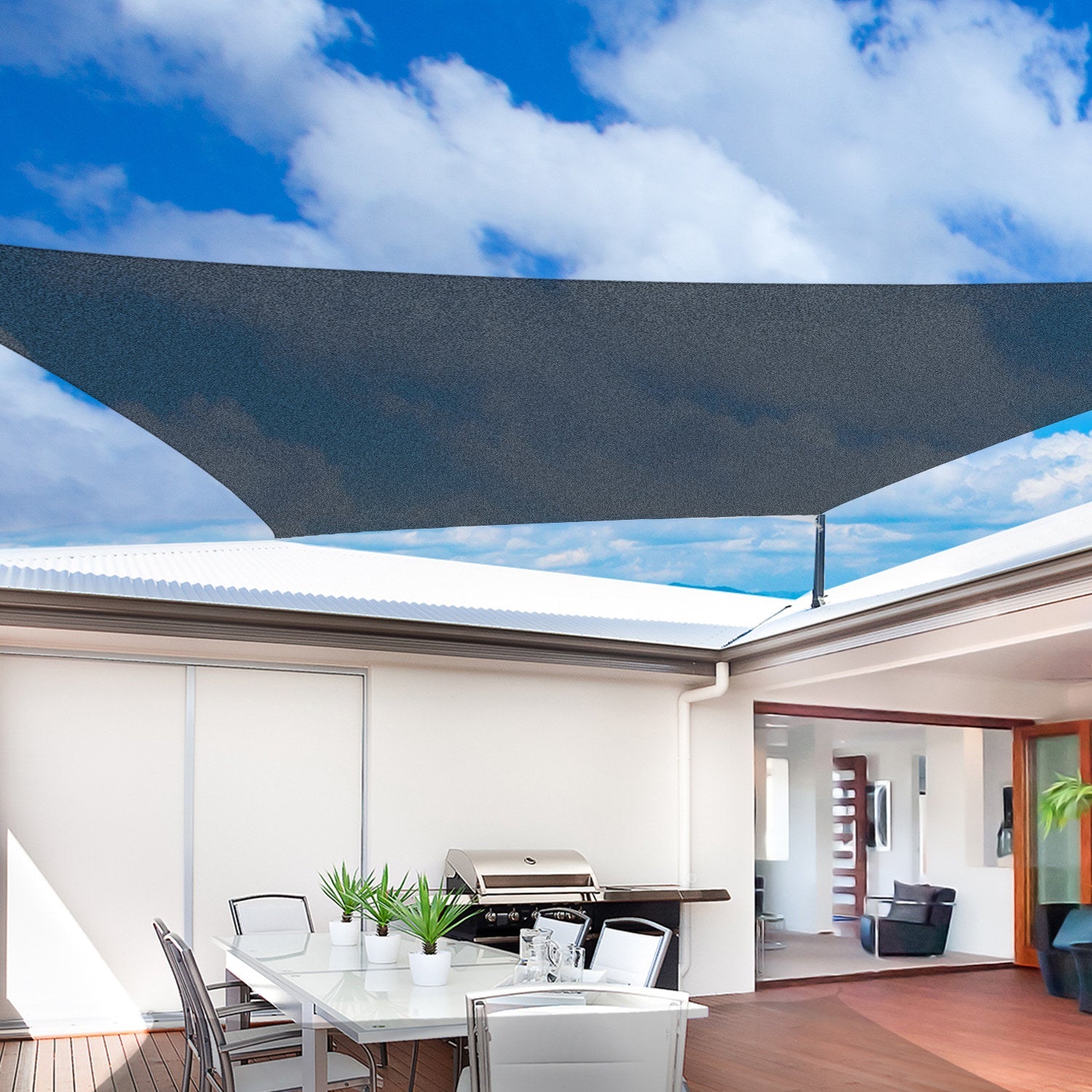 Outsunny 10ft x10ft Square Canopy Sun Sail Shade Garden Cover UV Protector Outdoor Patio Lawn Shelter with Carrying Bag Grey