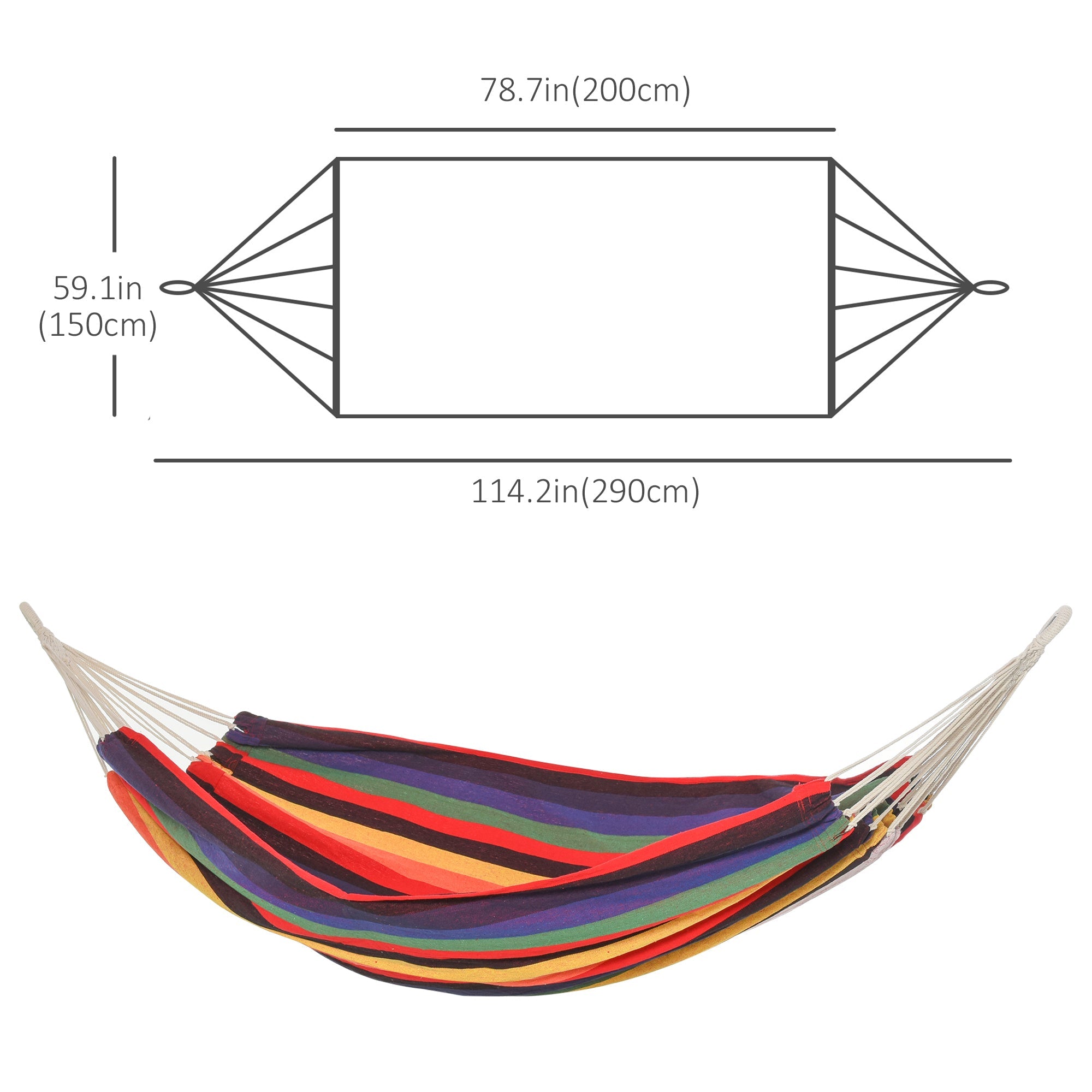 Outsunny Brazilian Hammock Extra Large Cotton Hanging Camping Bed Patio Backyard Lounging Indoor Outdoor Use Carrying Bag