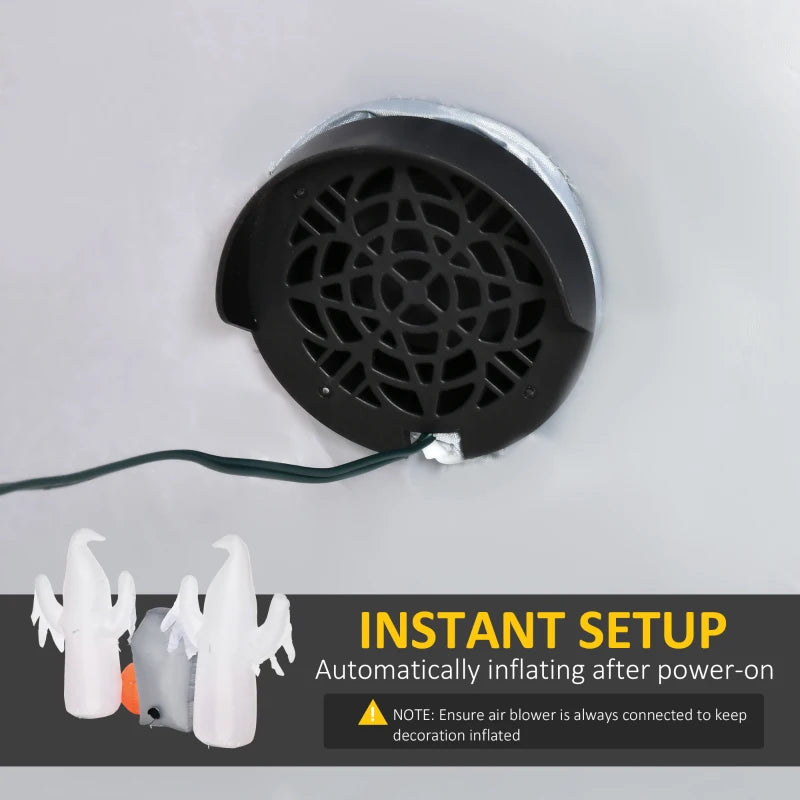 Outsunny 7ft Inflatable Halloween Ghost with Horns – LED Blow-Up Yard Display with Flame Effect