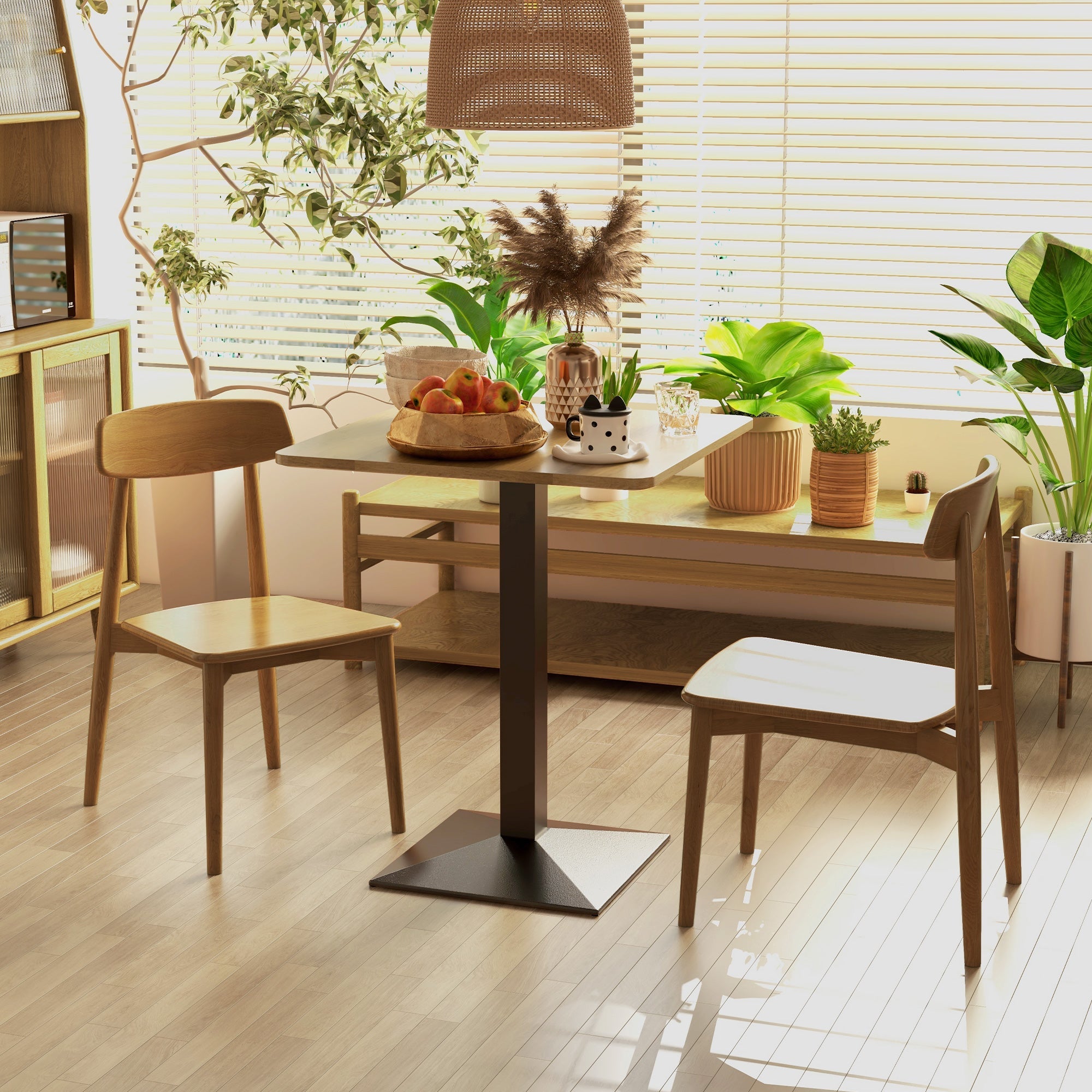 HOMCOM Compact Elegance: 28" Square Dining Table with Dark Brown Finish, Steel Base for Small Kitchen Spaces