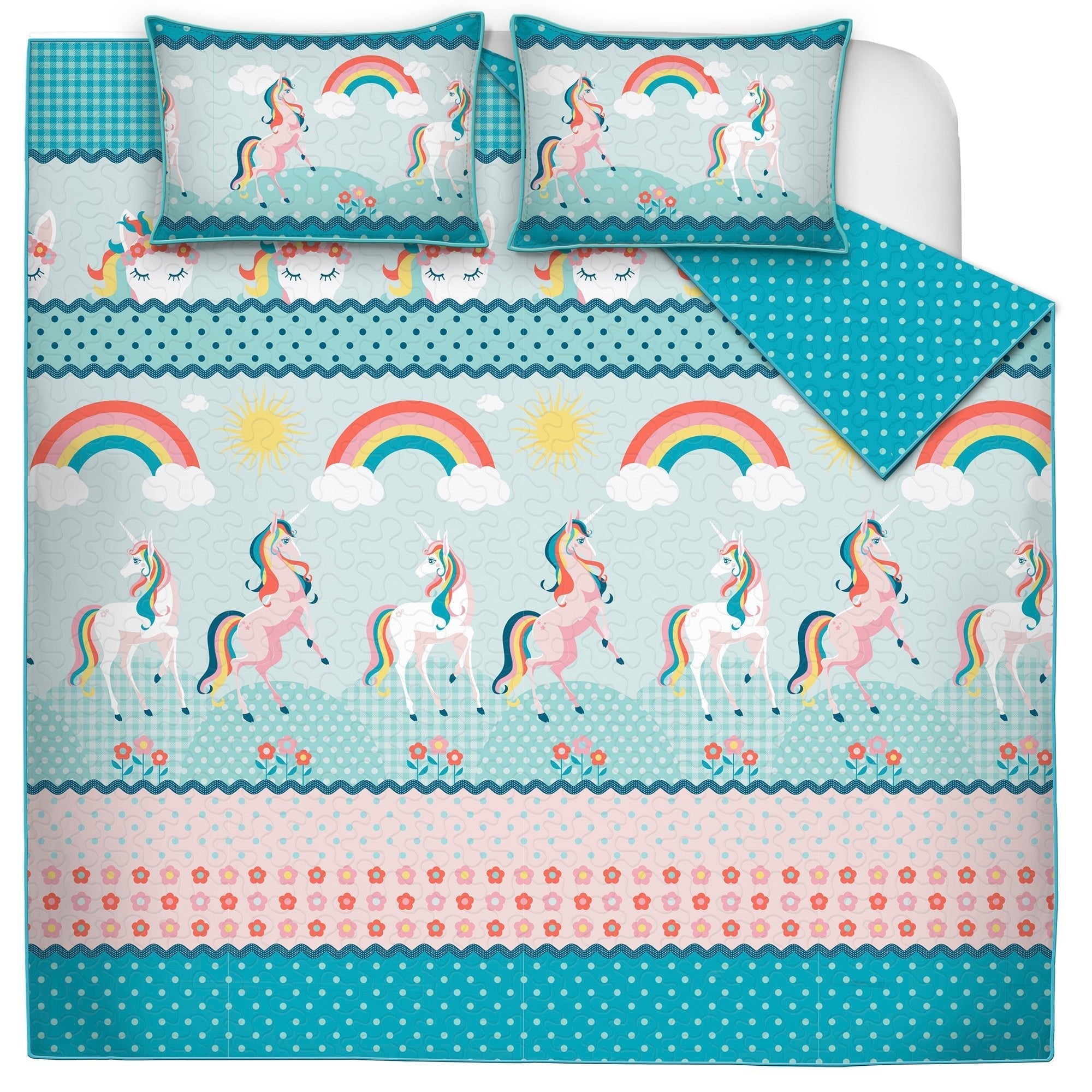 Quilt 2 Piece Set Twin Rainbow