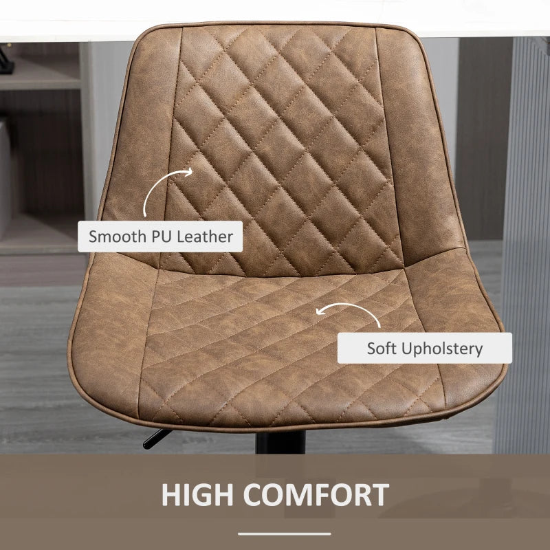 Bar Stools Set of 2, Swivel Counter Height Barstools with Back, Footrest, Adjustable Height, Dark Brown