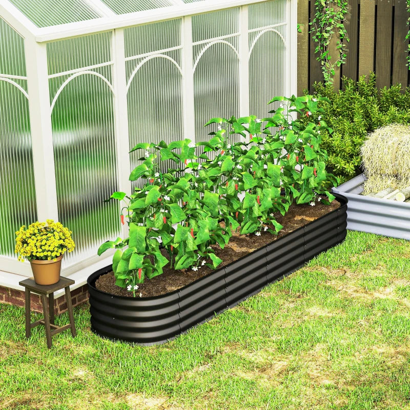 7.9 x 2 x 1ft Galvanized Raised Garden Bed Kit, Metal Planter Box with Safety Edging, Black