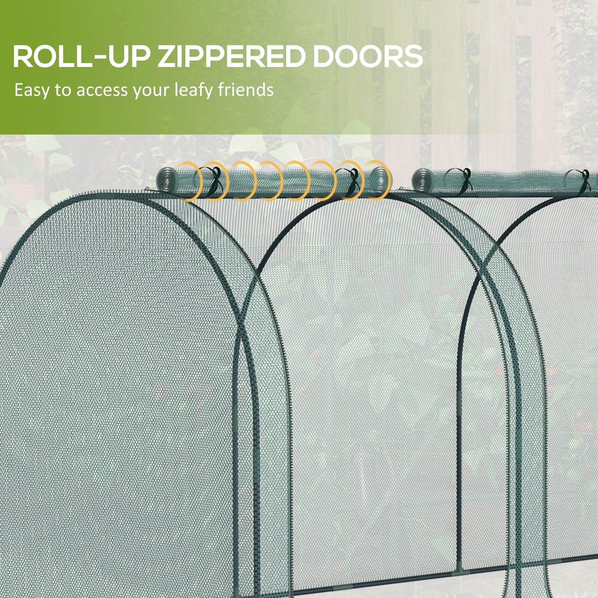 Outsunny 9'x4' Green Crop Cage - Garden Protector with Zippered Access, Sturdy Design for Yard, Lawn