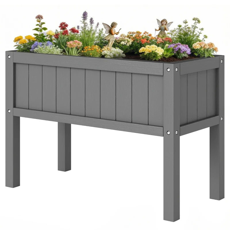Raised Garden Bed with Legs, HDPE Raised Planter with Drainage Holes and Liner for Vegetables Flowers Herbs