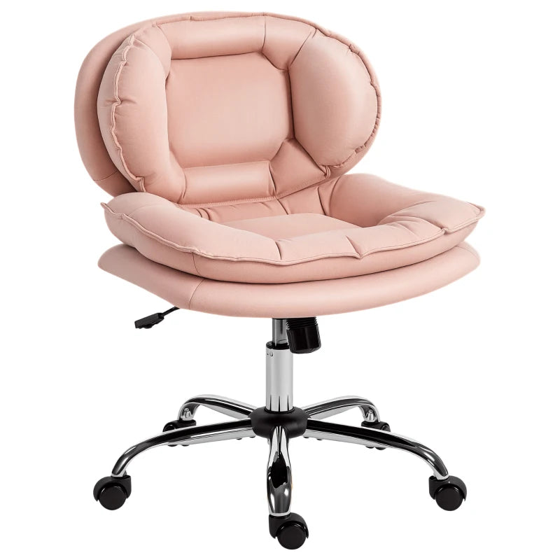 Criss Cross Chair, Swivel Wide Office Chair with Leathaire Upholstery, Tilting, No Arm, Pink