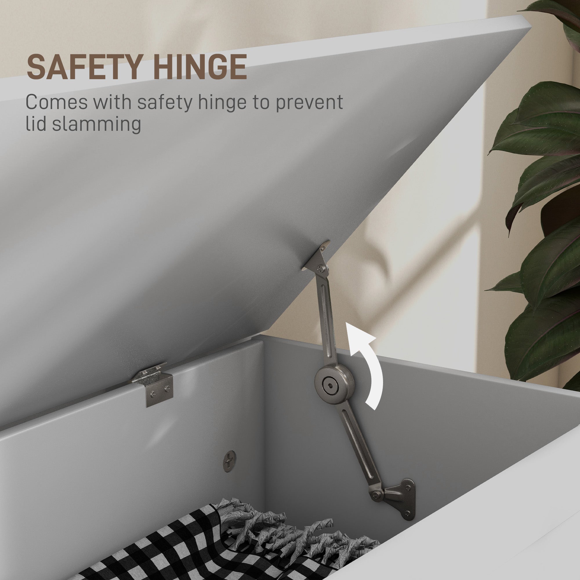 HOMCOM 39.4 Inches Storage Chest, Storage Trunk with Safety Hinge, Wooden Toy Box for Living Room, White Wood Grain