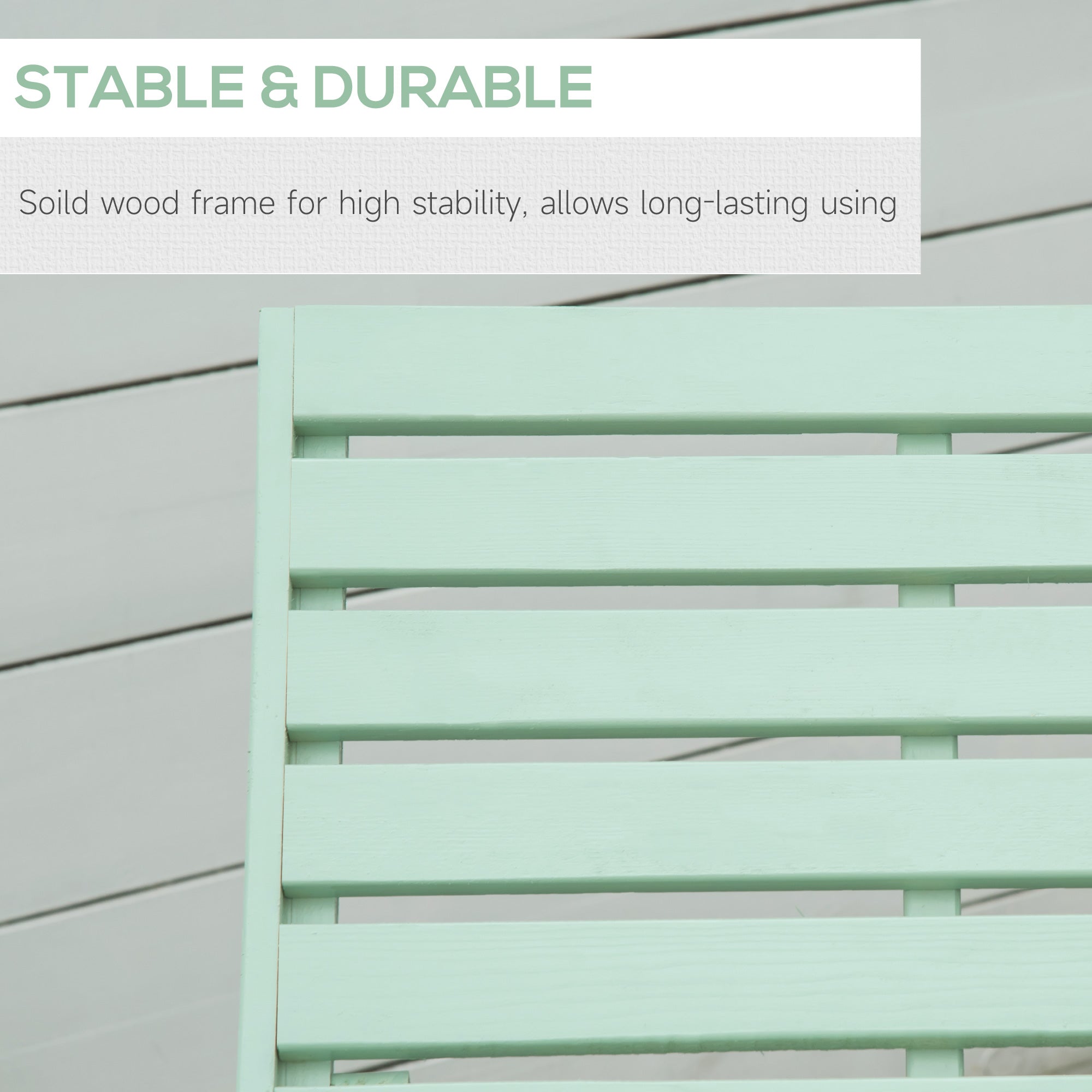 Outsunny Outdoor Sun Lounger Wooden Garden Reclining Chair 4 Adjustable Back Soft Cushion Green