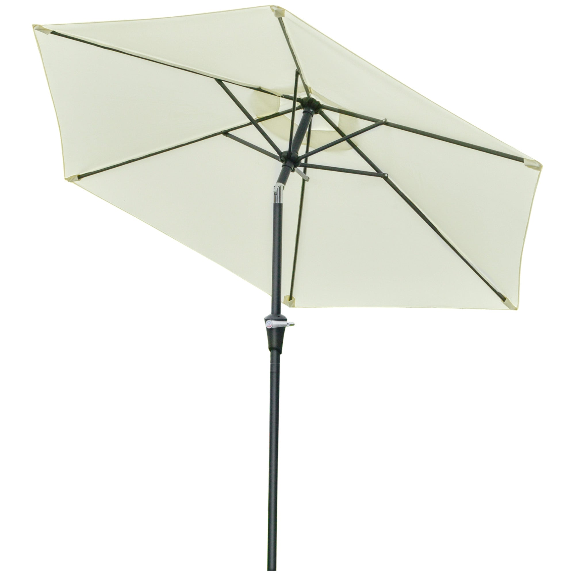 Outsunny Patio Sun Umbrella, Outdoor Parasol with 6 Ribs, Cream White