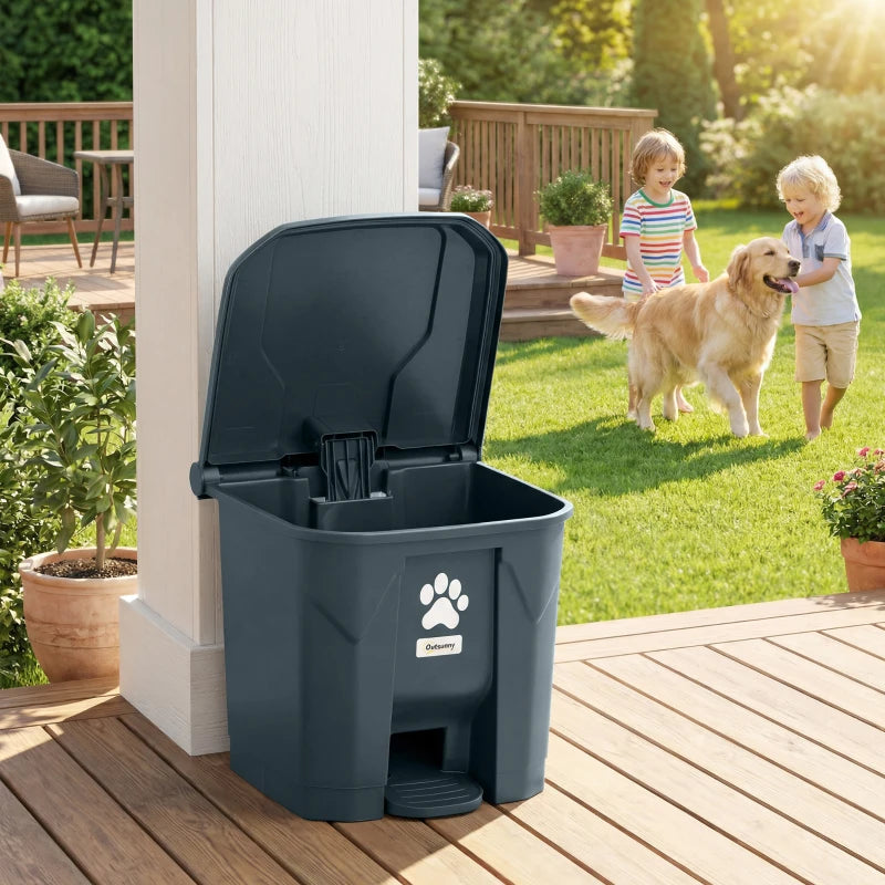 Dog Poop Outdoor Garbage Bin, 8 Gal Pet Waste Garbage Can with Lid and Pedal, Waterproof Plastic Trash Can, Black