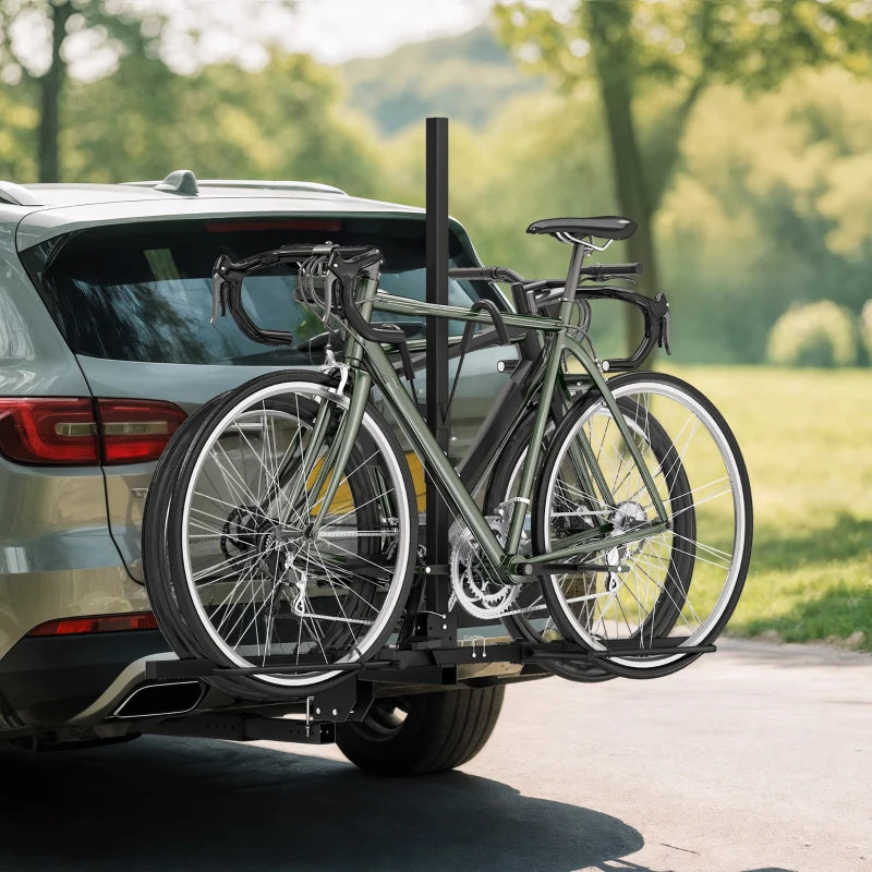 Hitch Bike Rack for Car, 200 lbs 2 Bike Rack with Platform Style, Safety Strap for 2" Receiver, Black