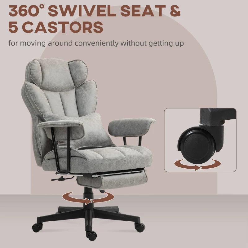 Big and Tall Office Chair with Foot Rest, 400LBS High Back Desk Chair with Padded Armrests, Lumbar Support, Grey