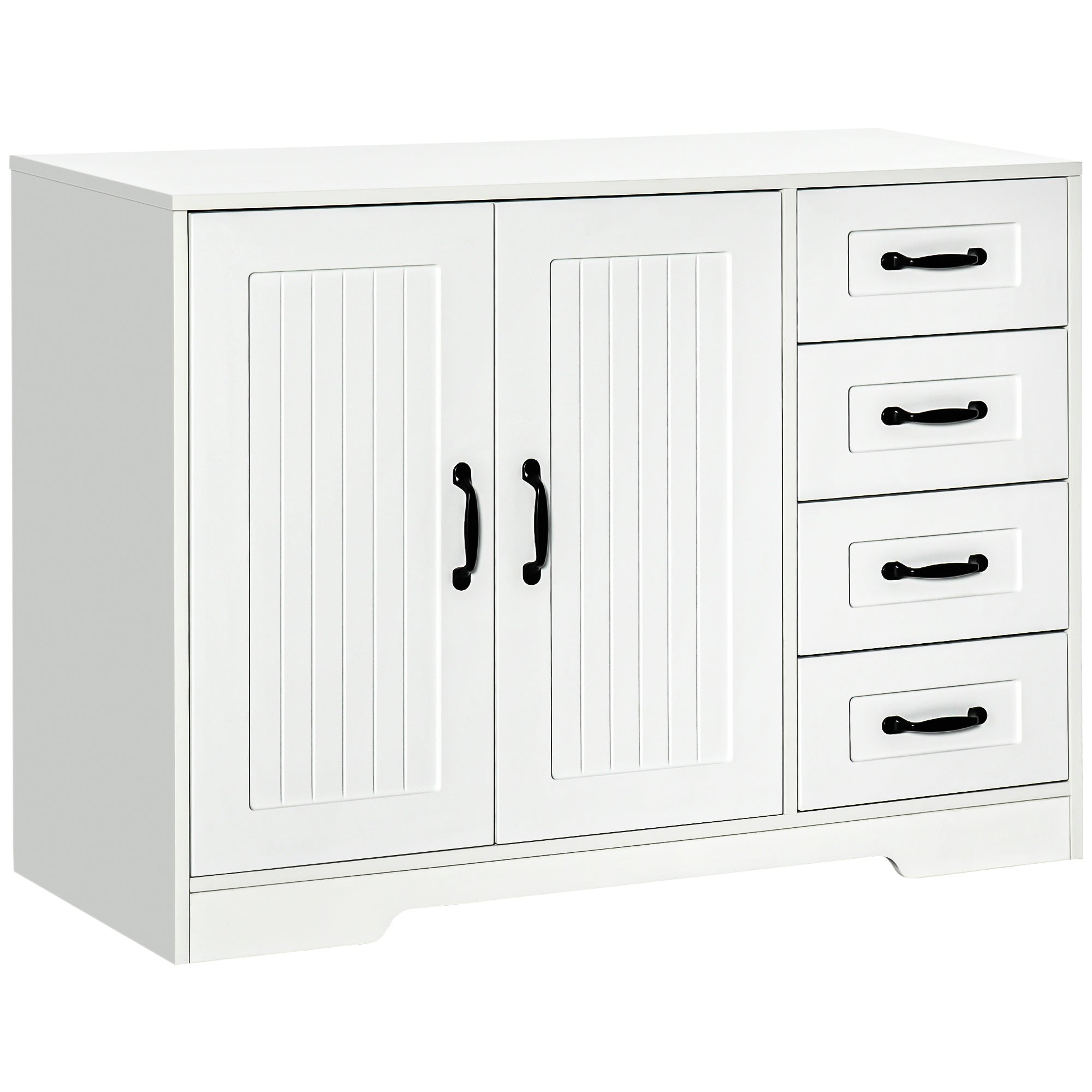 HOMCOM Modern Sideboard Storage Cabinet with Doors Cupboard and Drawers for Living Room Hallway Home Organization White